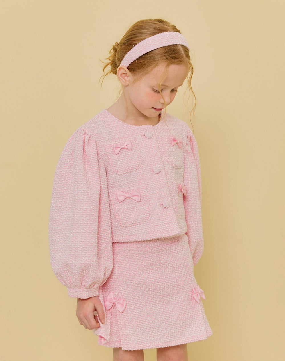 ALITTLE] Glitter tweed ribbon Set-up_Pink