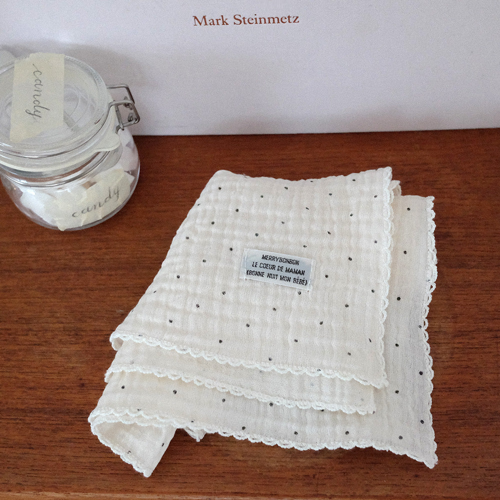 [merrybonbon]Baby gauze pure cotton handkerchief_cream dot