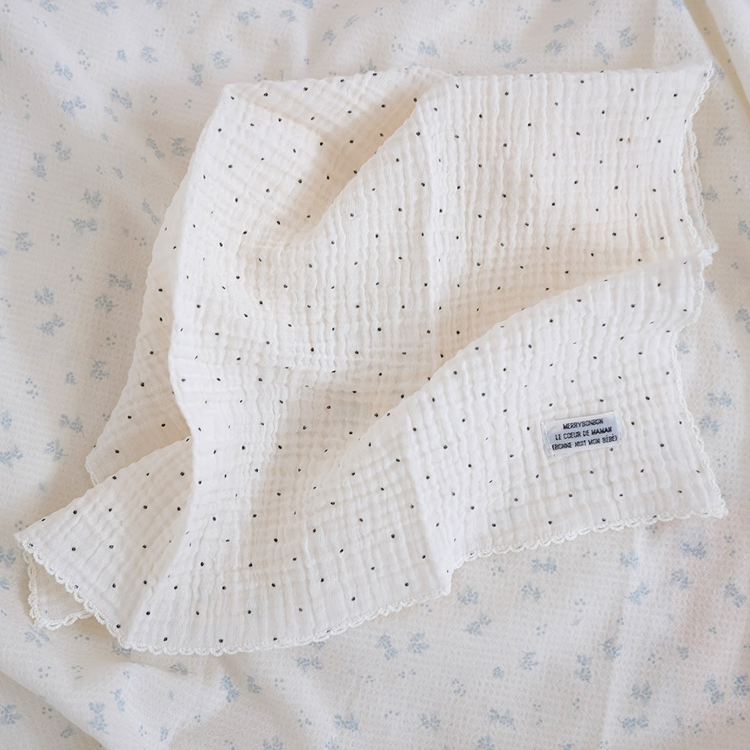 [merrybonbon]Baby gauze pure cotton handkerchief_cream dot