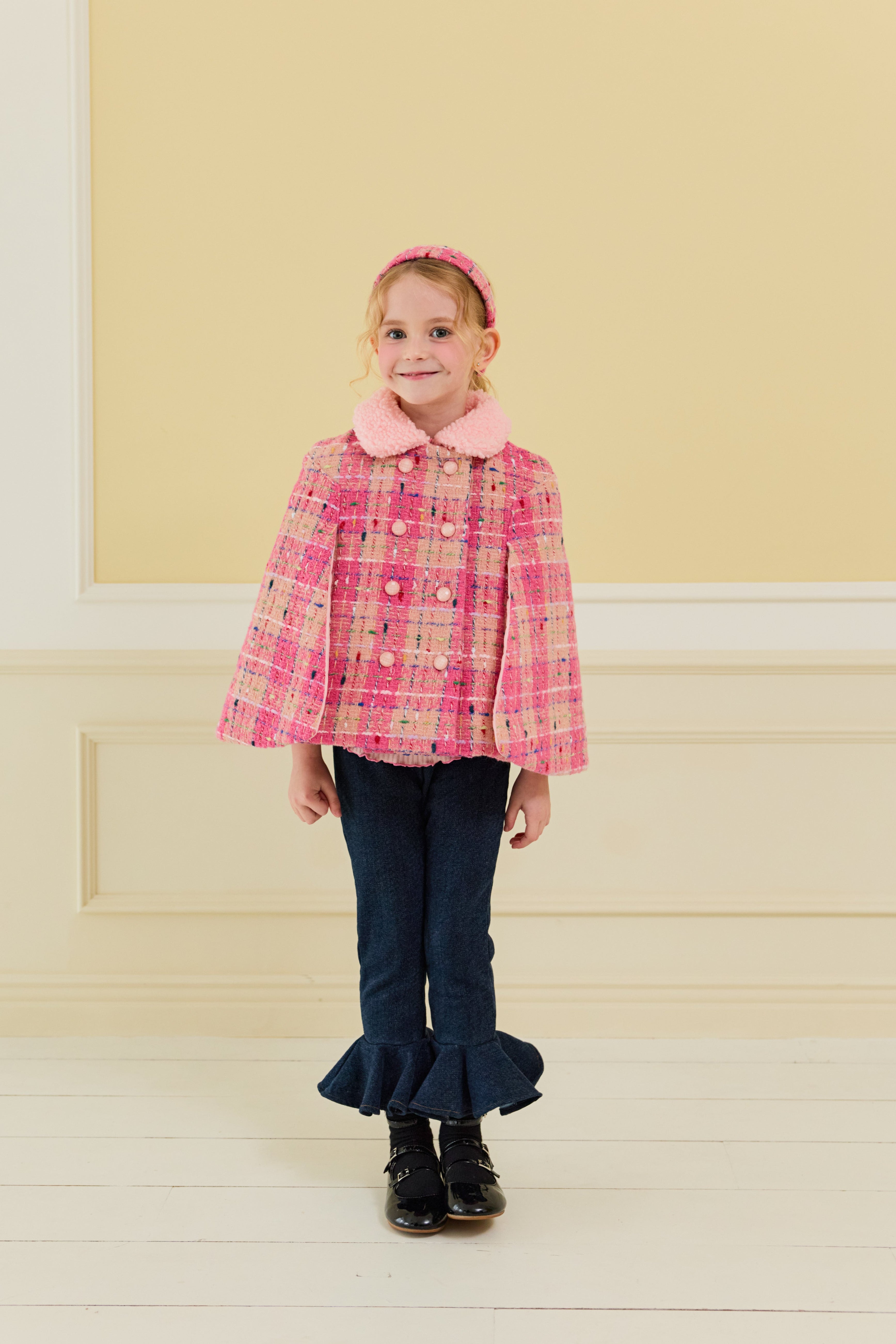 [ALITTLE] Lux tweed cape coat_Pink