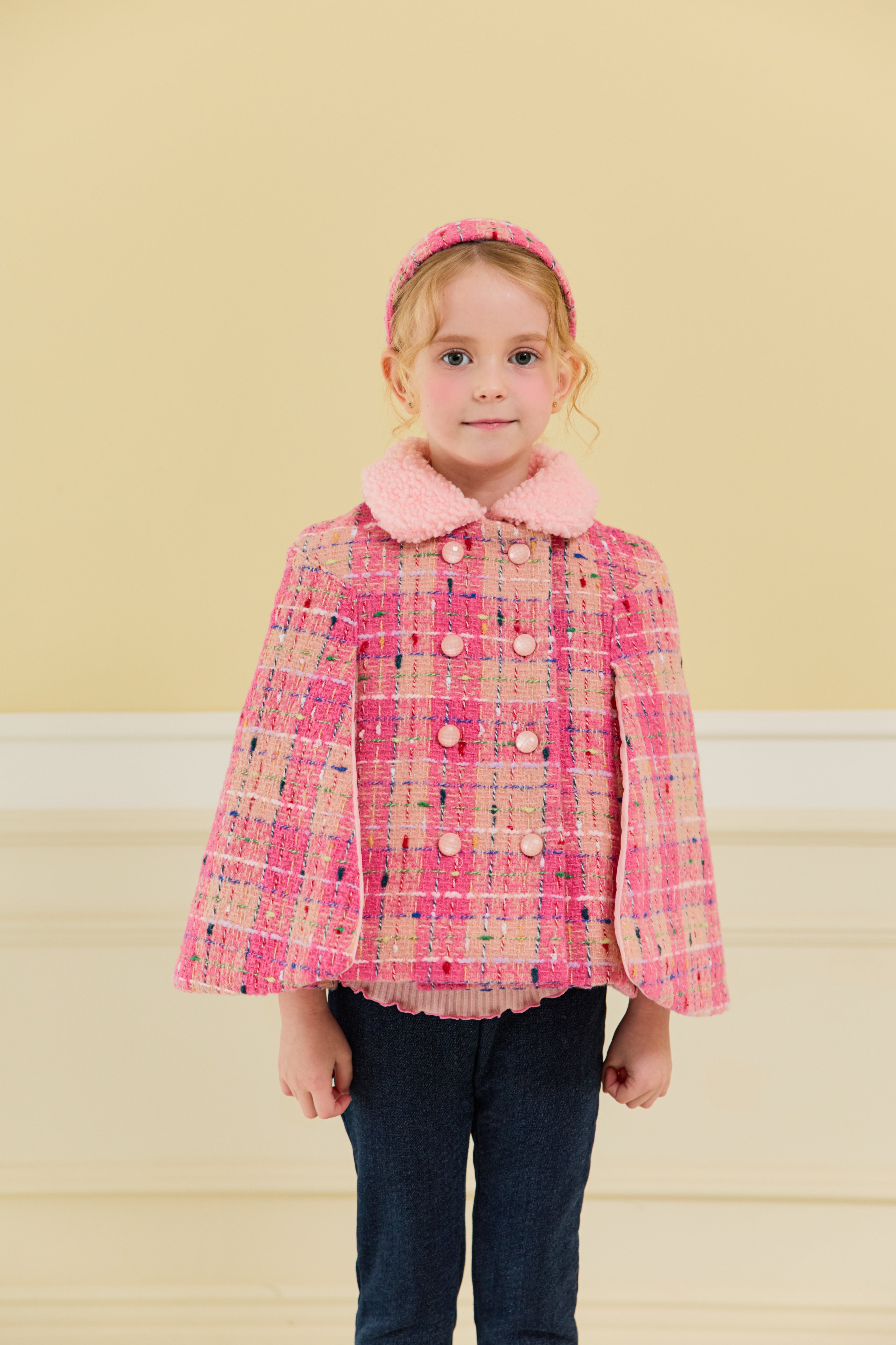 [ALITTLE] Lux tweed cape coat_Pink