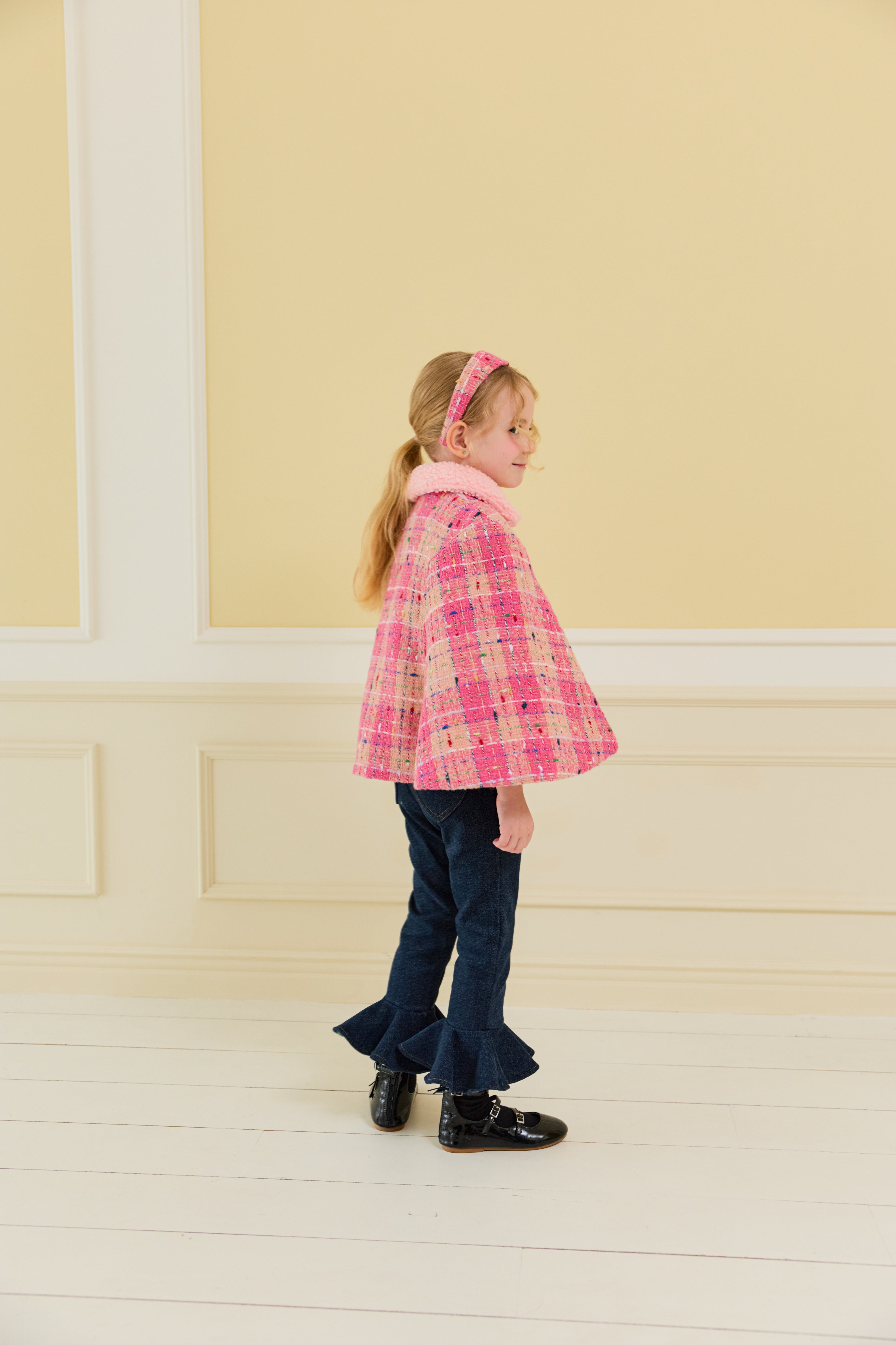 [ALITTLE] Lux tweed cape coat_Pink