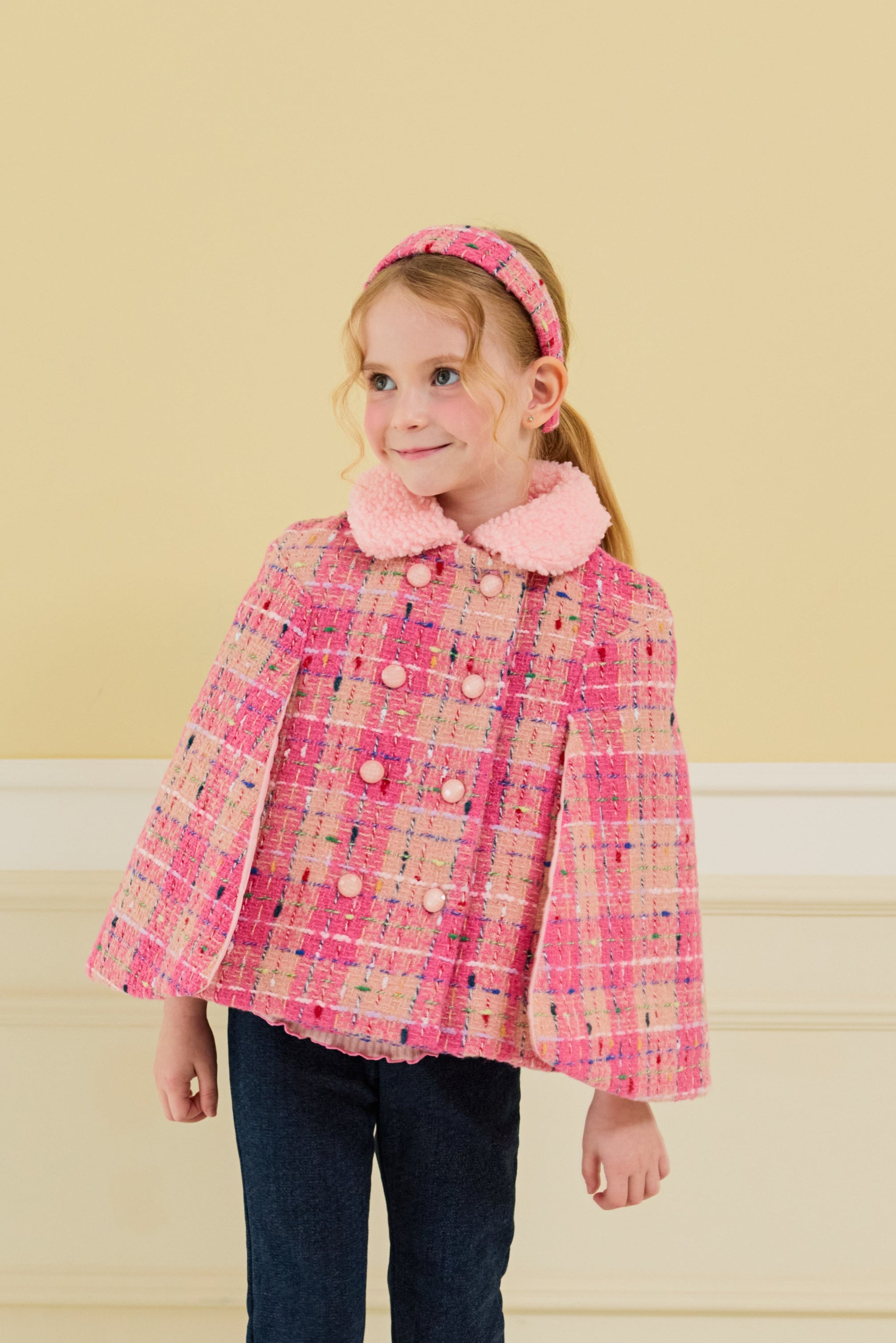 [ALITTLE] Lux tweed cape coat_Pink