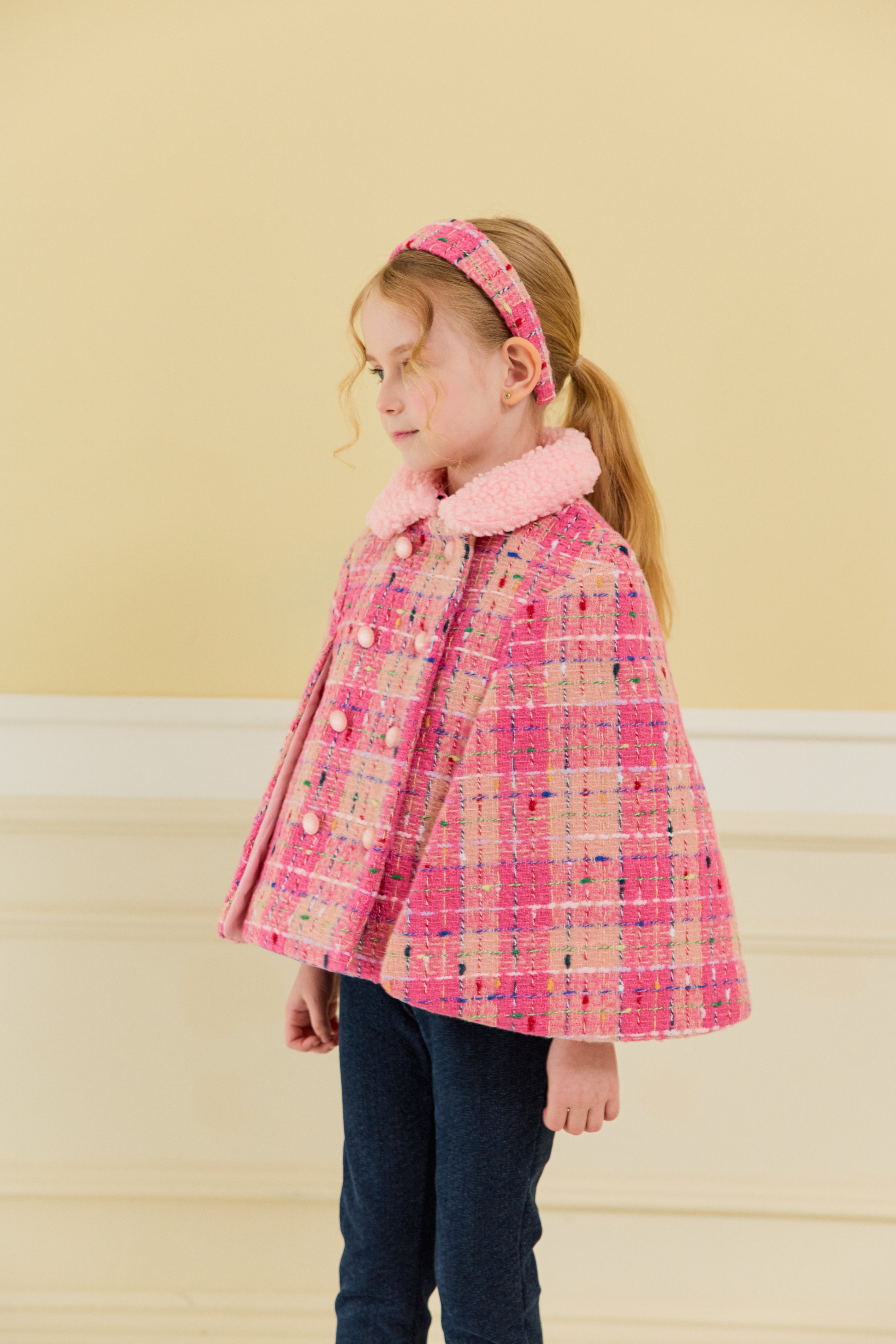 [ALITTLE] Lux tweed cape coat_Pink