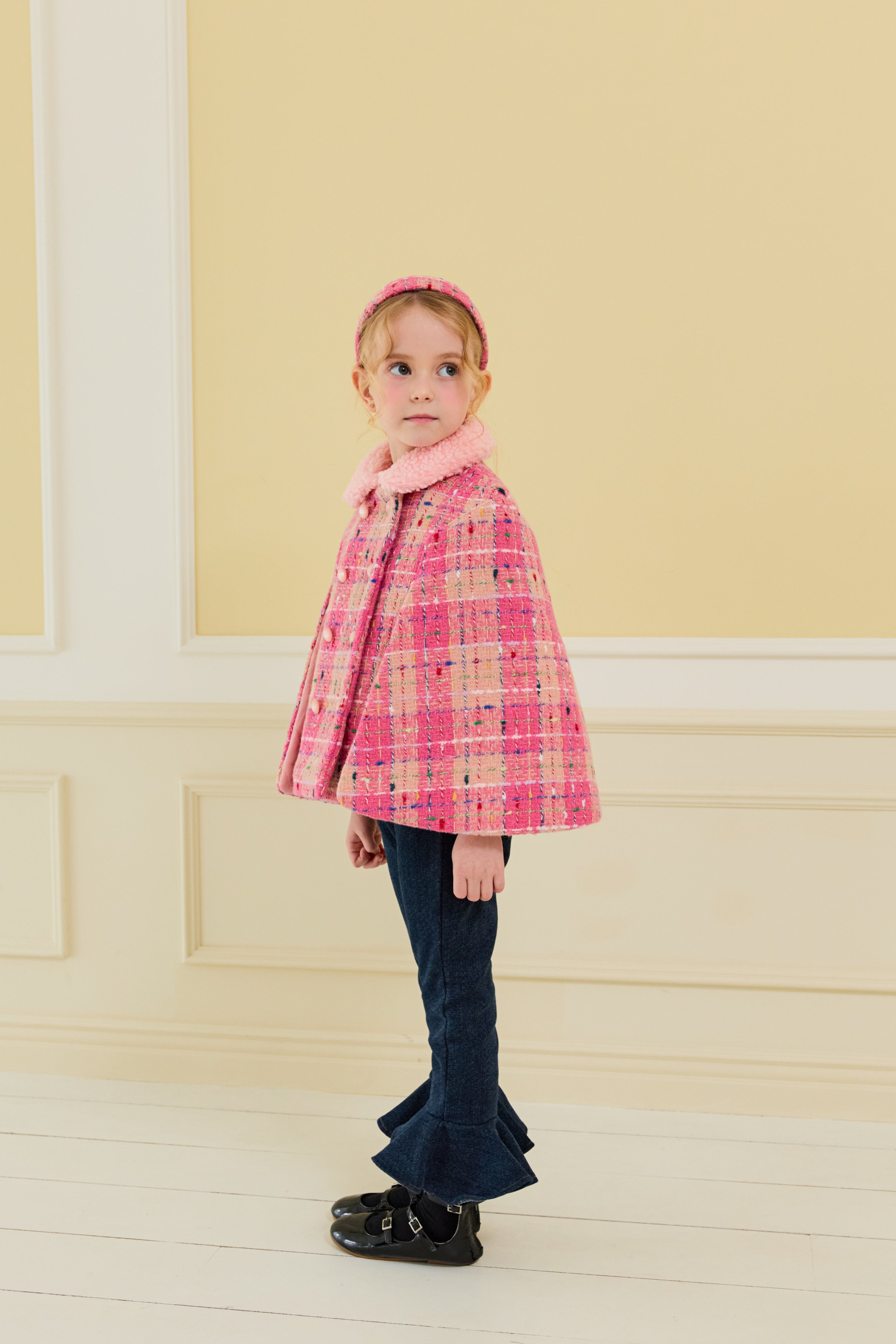 [ALITTLE] Lux tweed cape coat_Pink