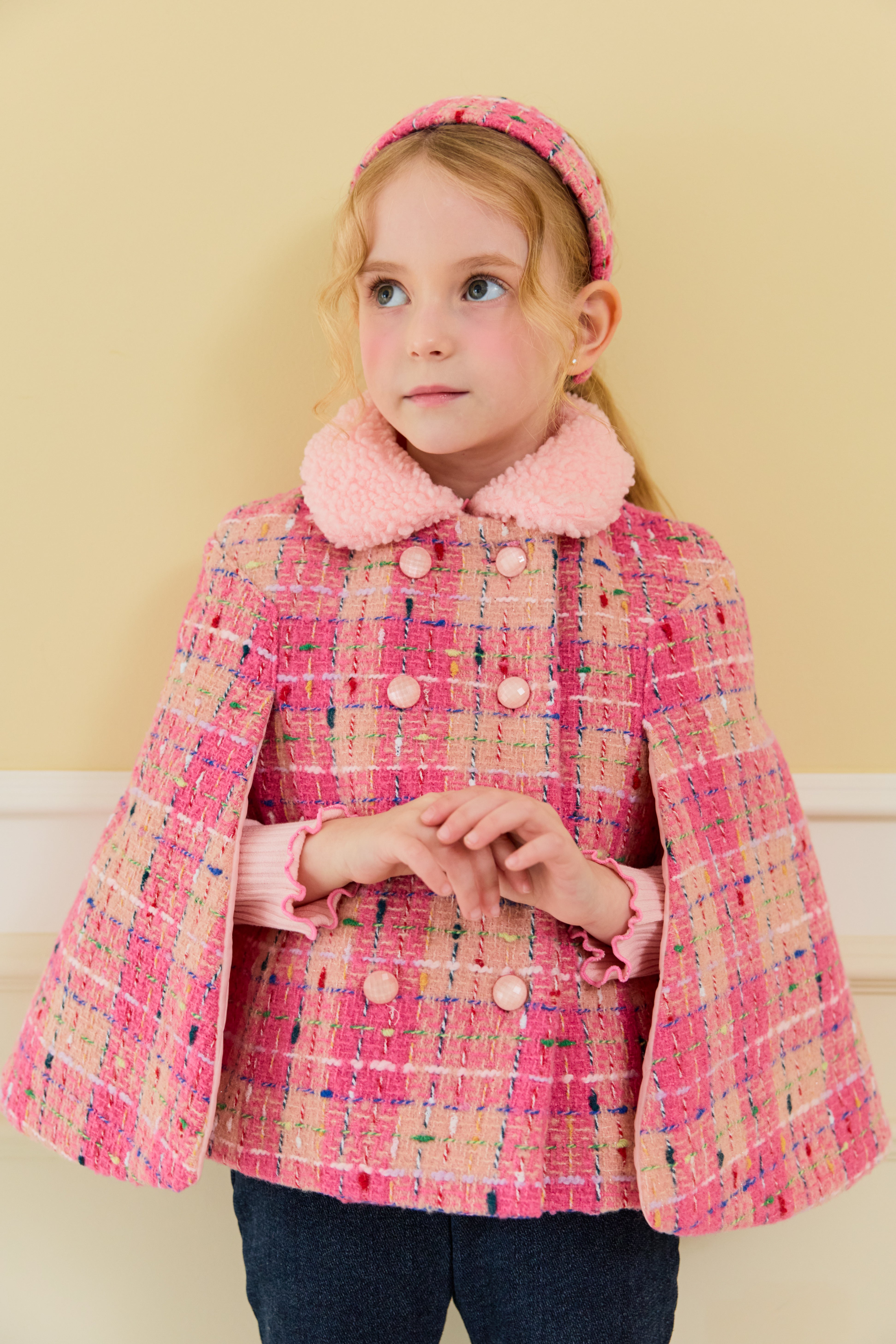 [ALITTLE] Lux tweed cape coat_Pink