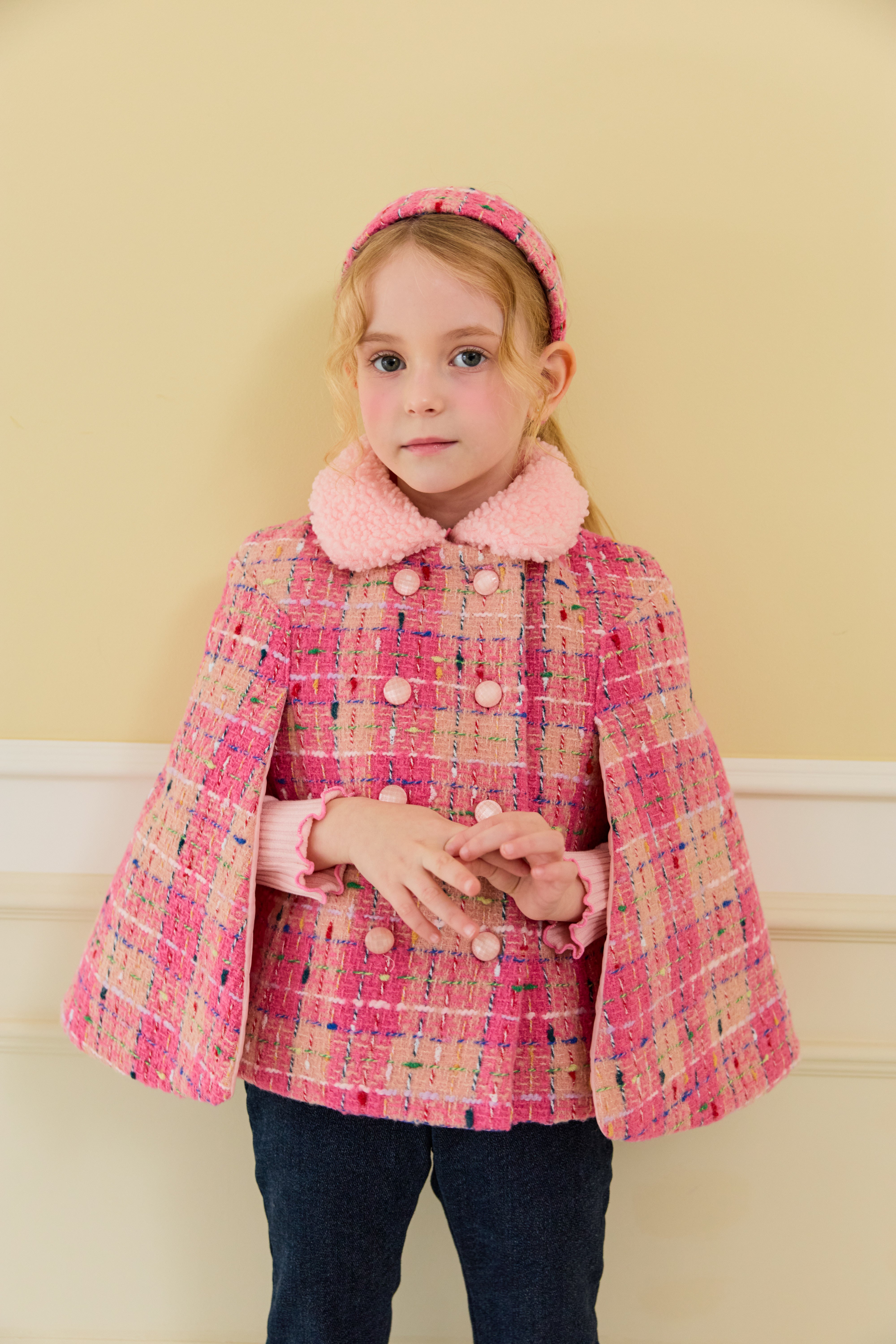 [ALITTLE] Lux tweed cape coat_Pink