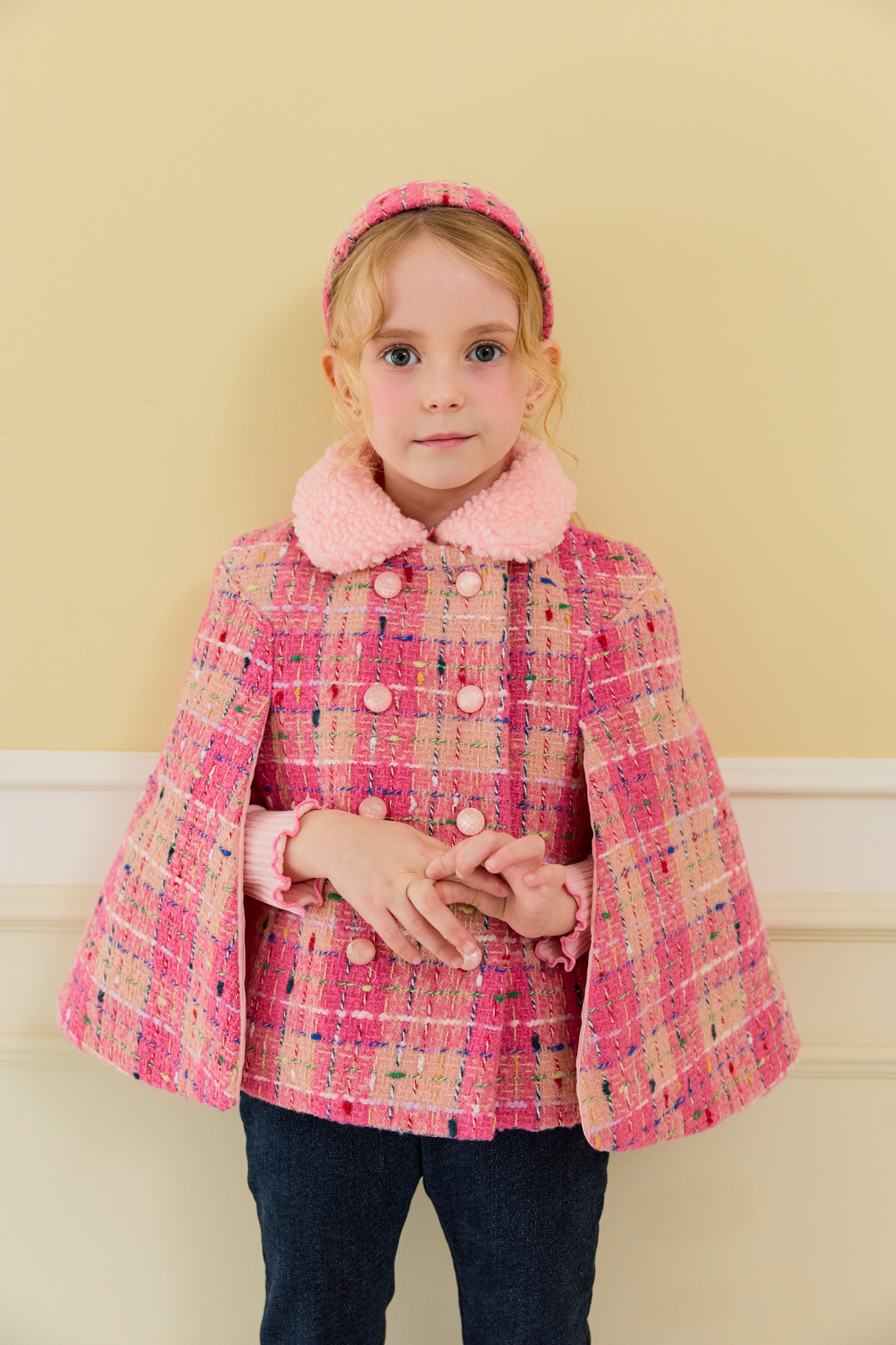 [ALITTLE] Lux tweed cape coat_Pink
