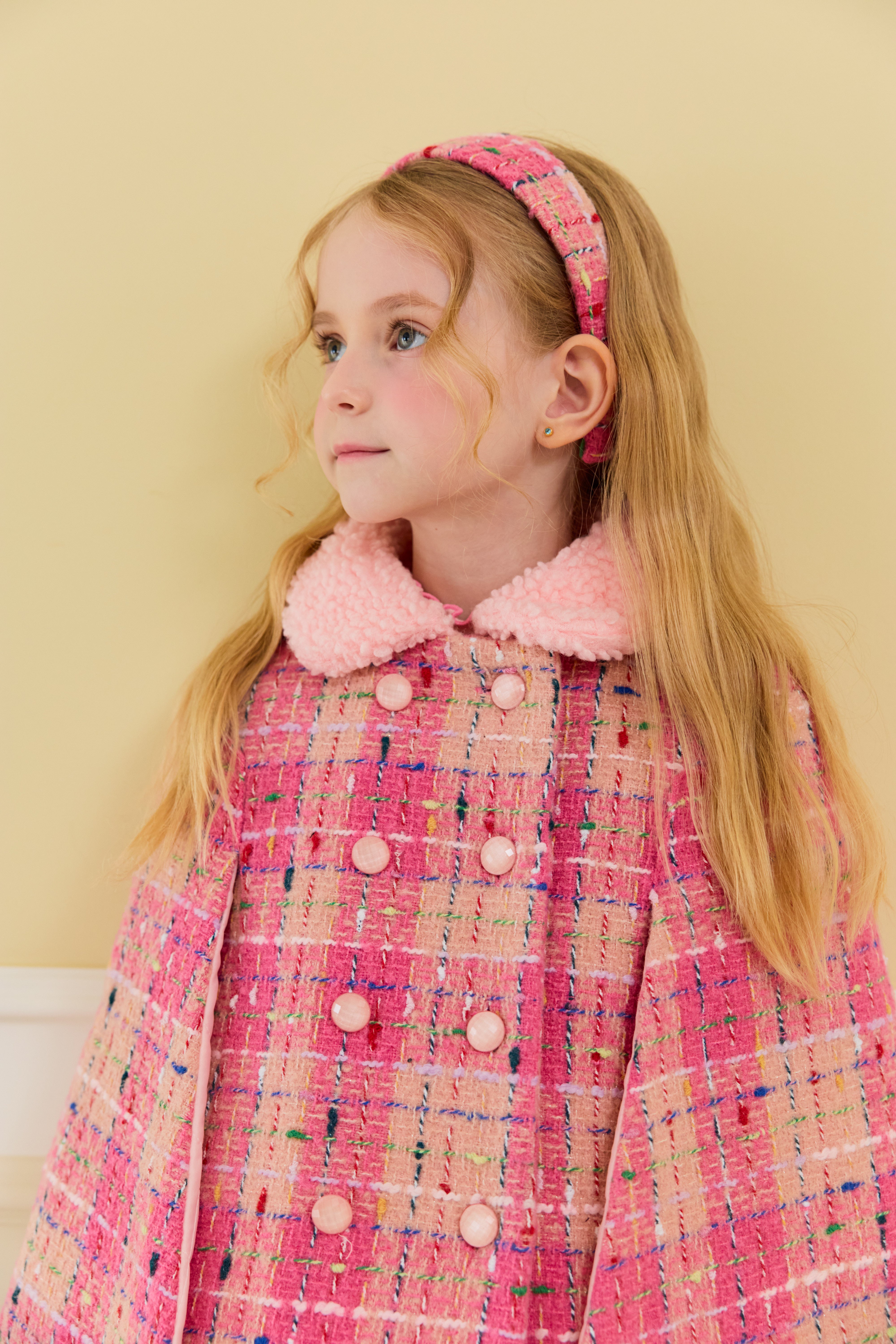 [ALITTLE] Lux tweed cape coat_Pink