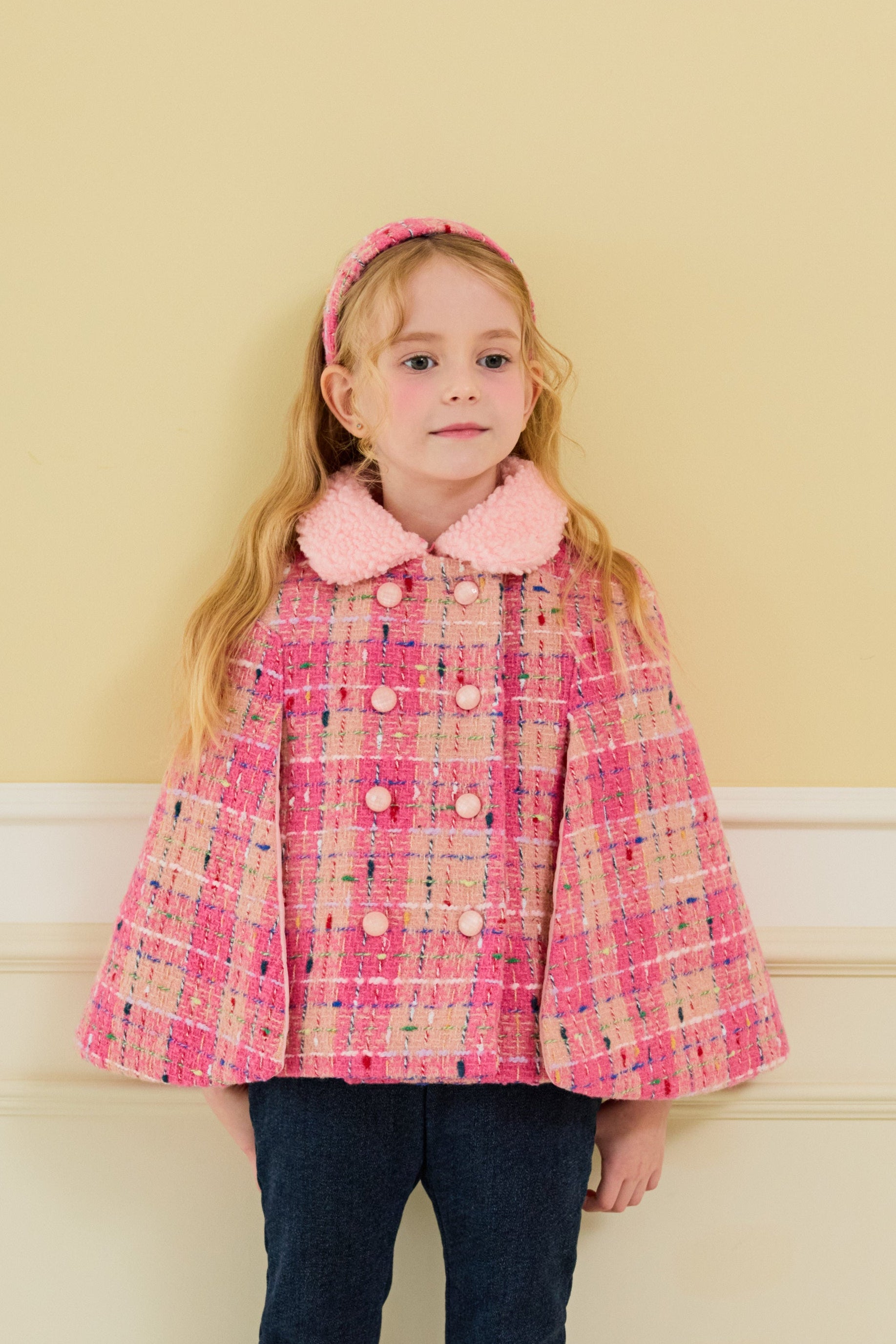 [ALITTLE] Lux tweed cape coat_Pink