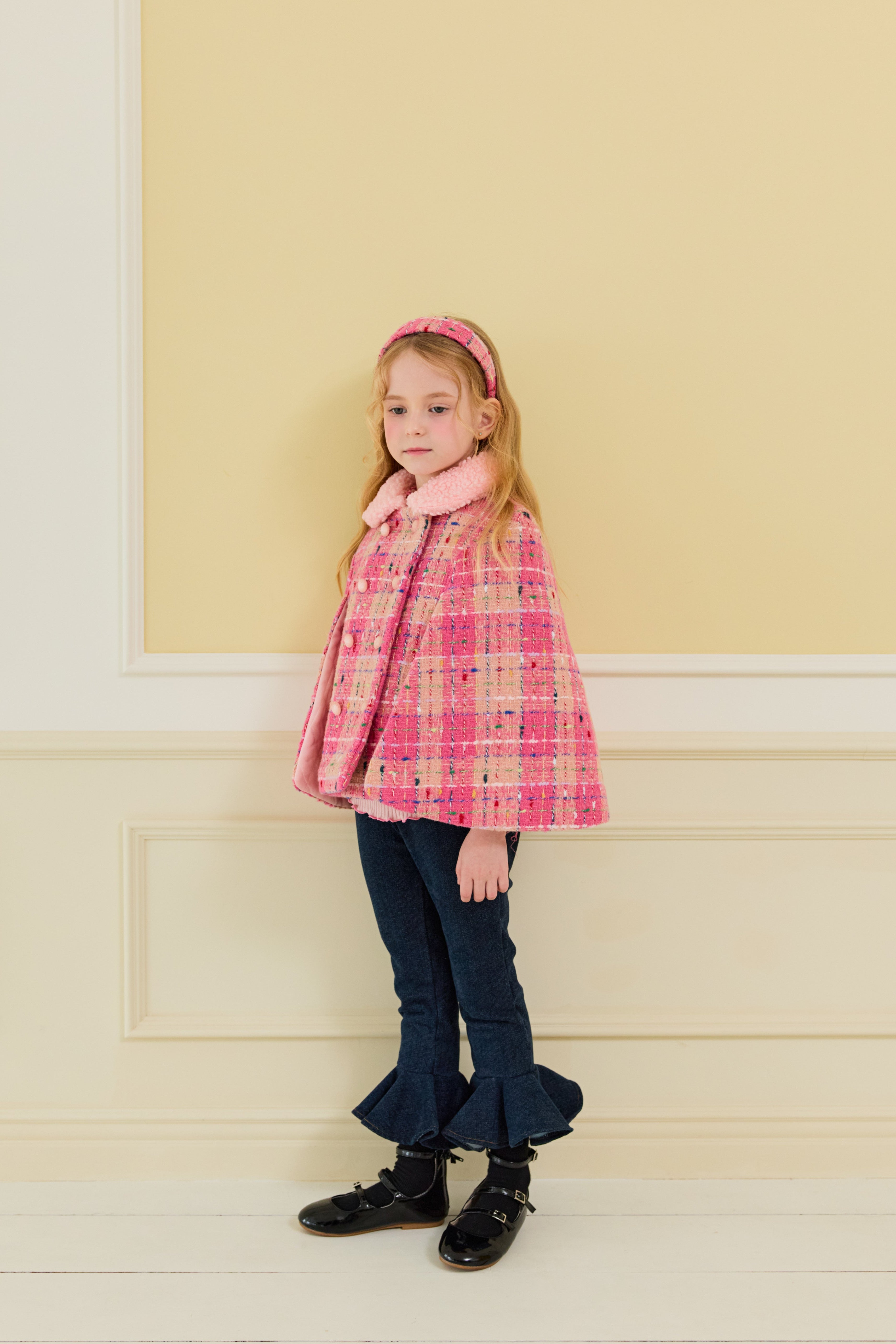 [ALITTLE] Lux tweed cape coat_Pink