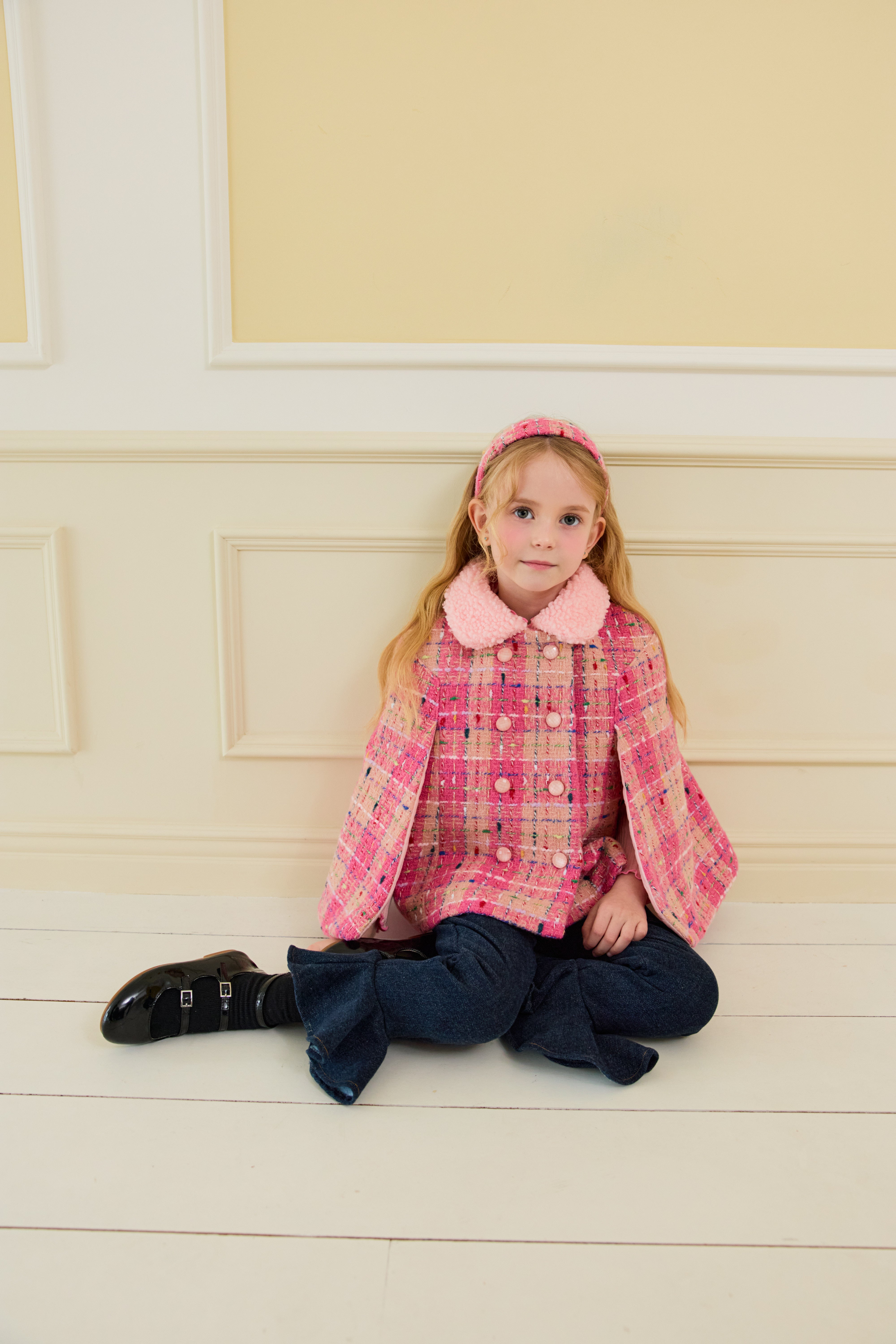 [ALITTLE] Lux tweed cape coat_Pink