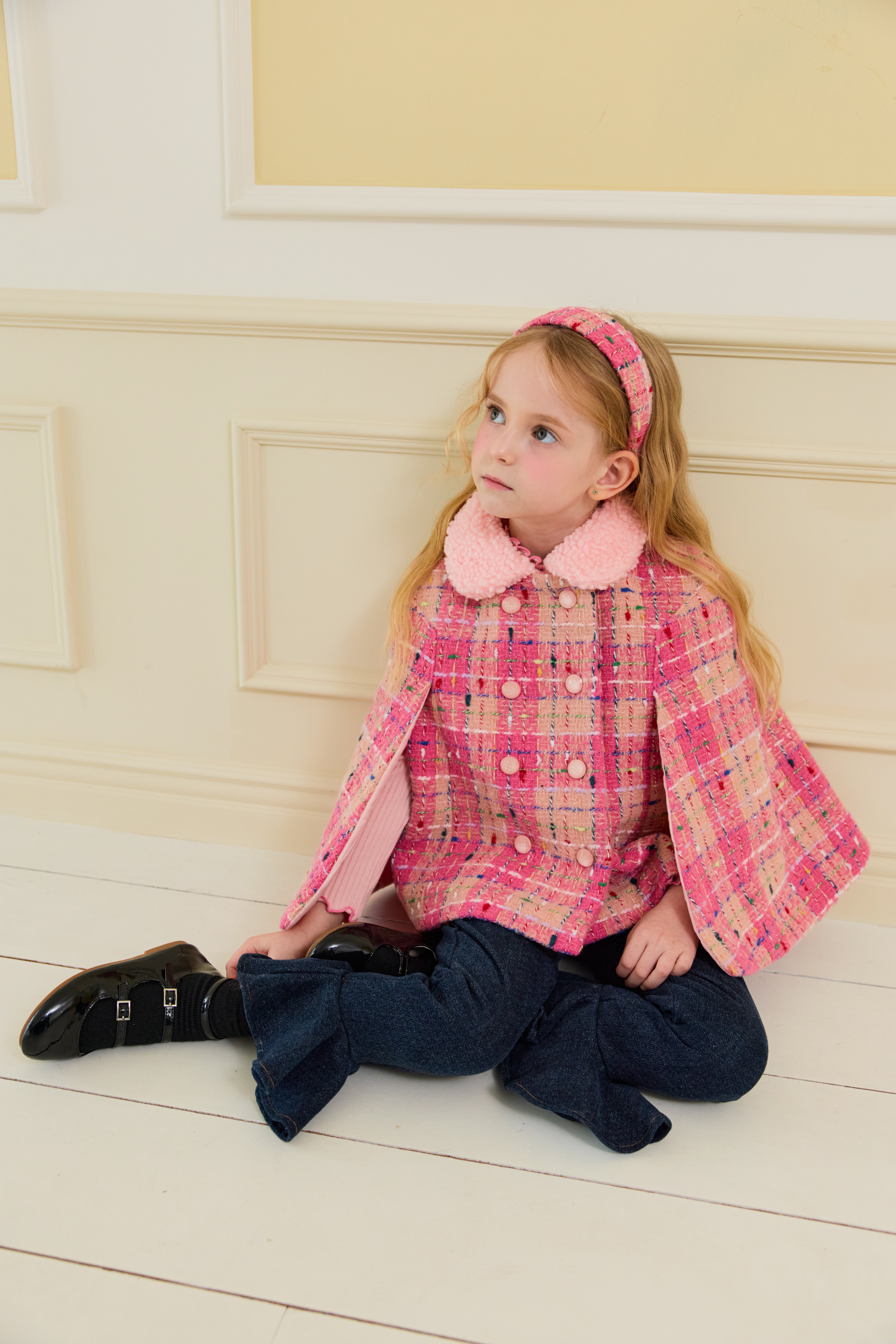 [ALITTLE] Lux tweed cape coat_Pink