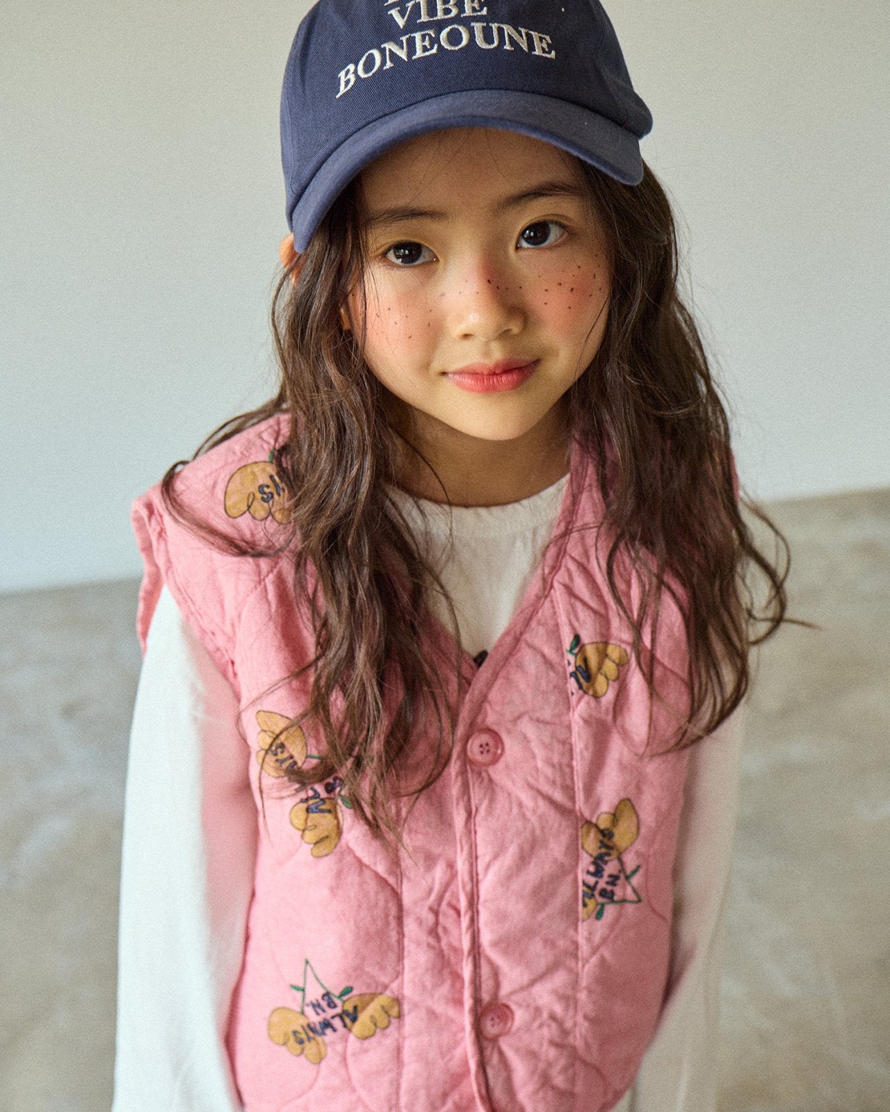 [BONEOUNE] Colorful Quilted Crop Vest_Pink