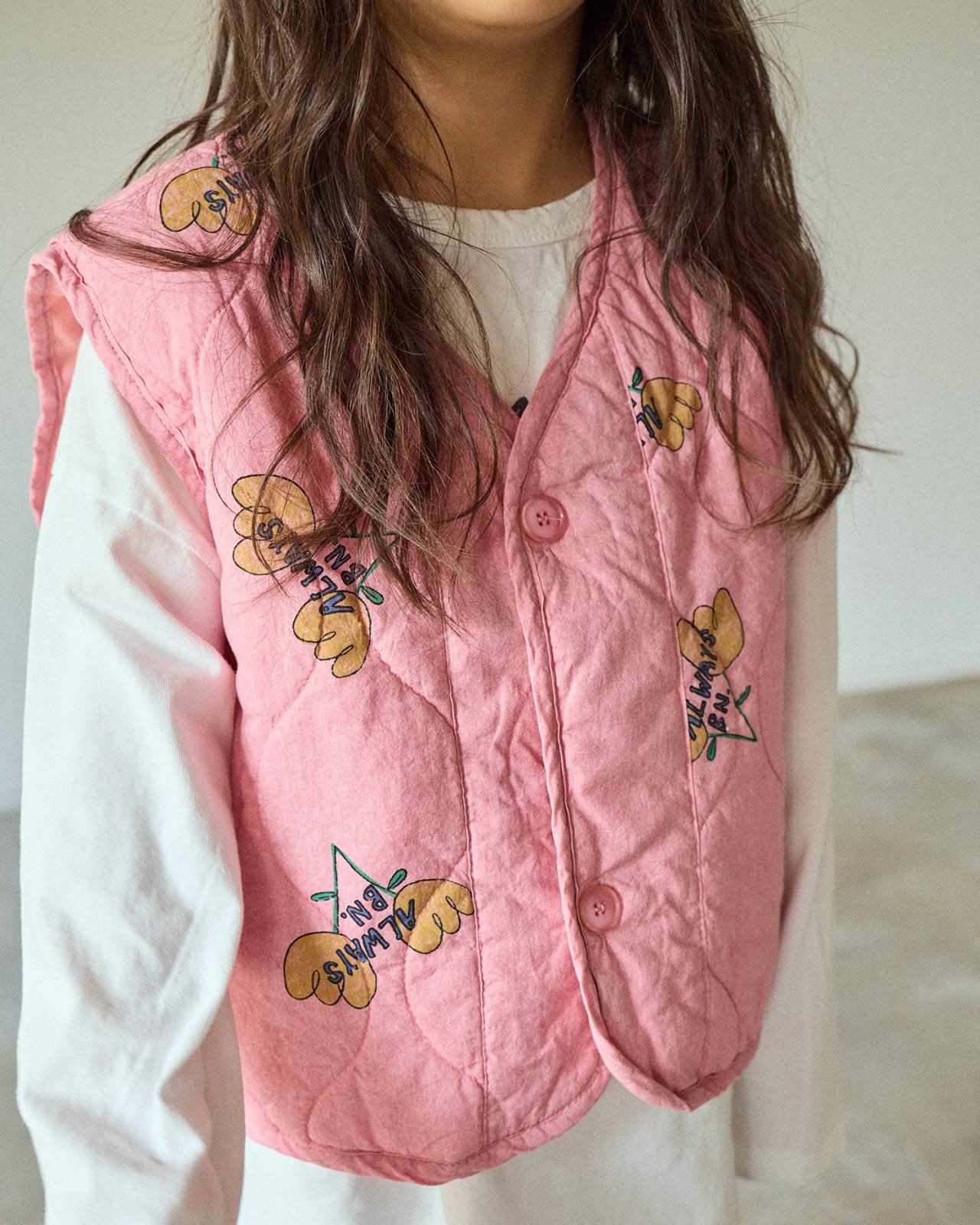 [BONEOUNE] Colorful Quilted Crop Vest_Pink