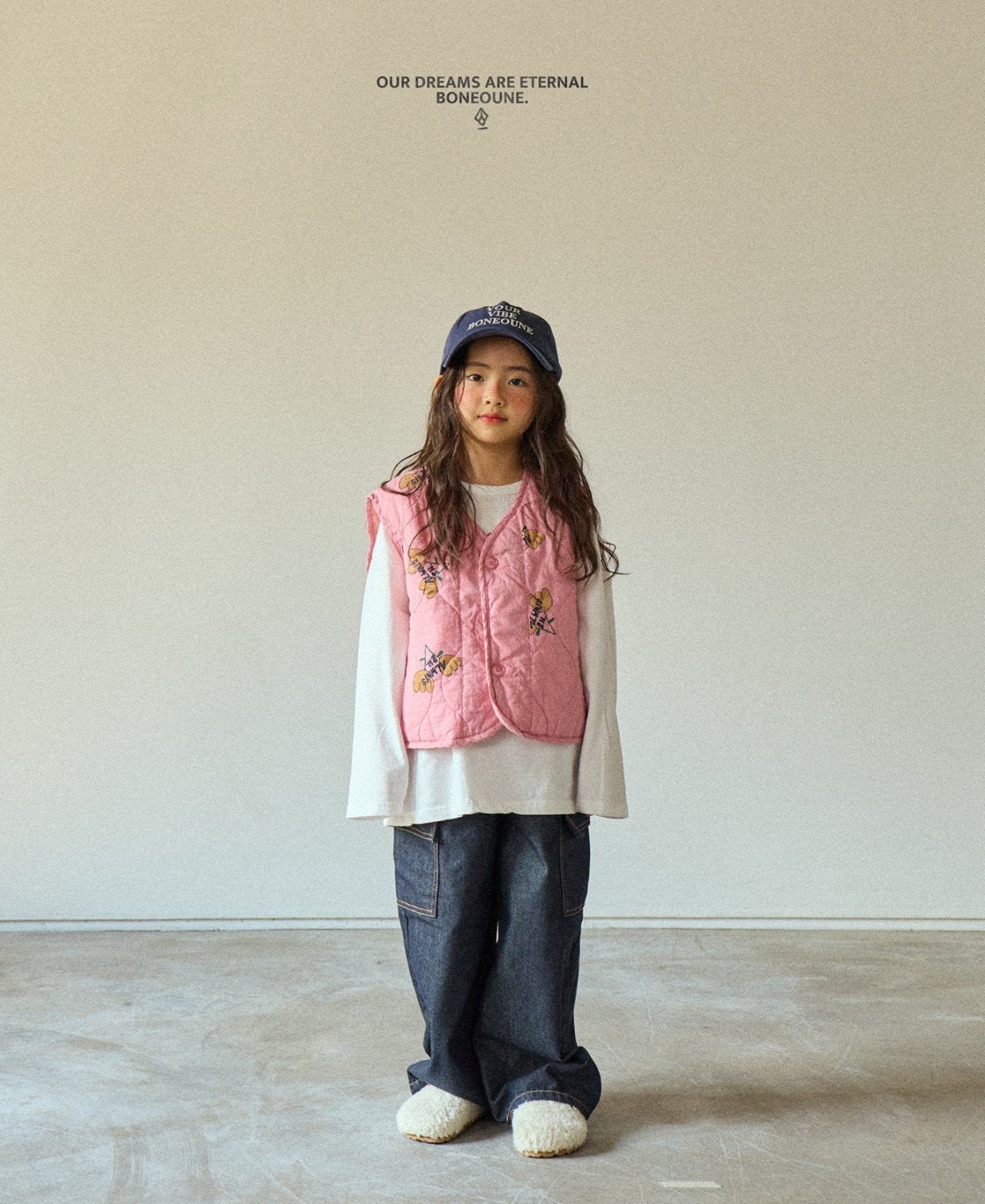 [BONEOUNE] Colorful Quilted Crop Vest_Pink