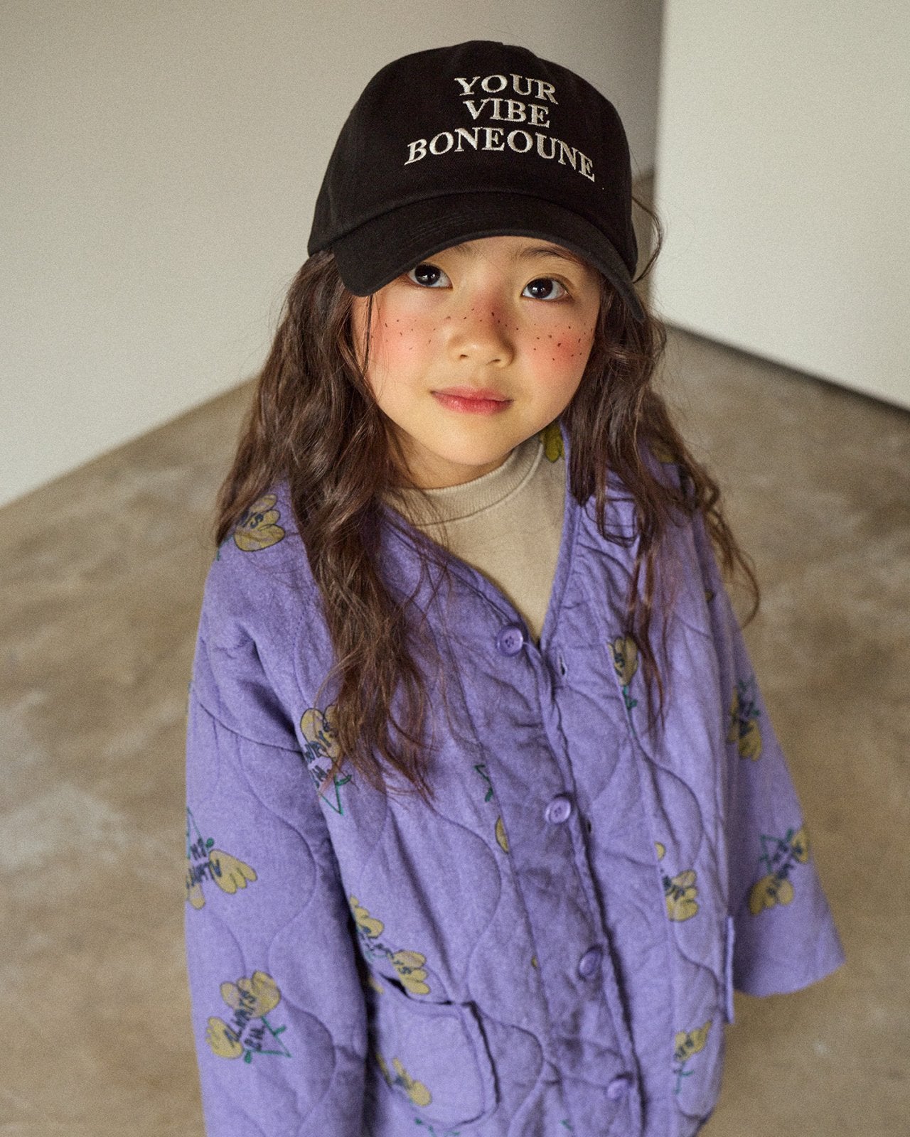 [BONEOUNE] Two-Flower Quilted Overlap Jacket_Purple
