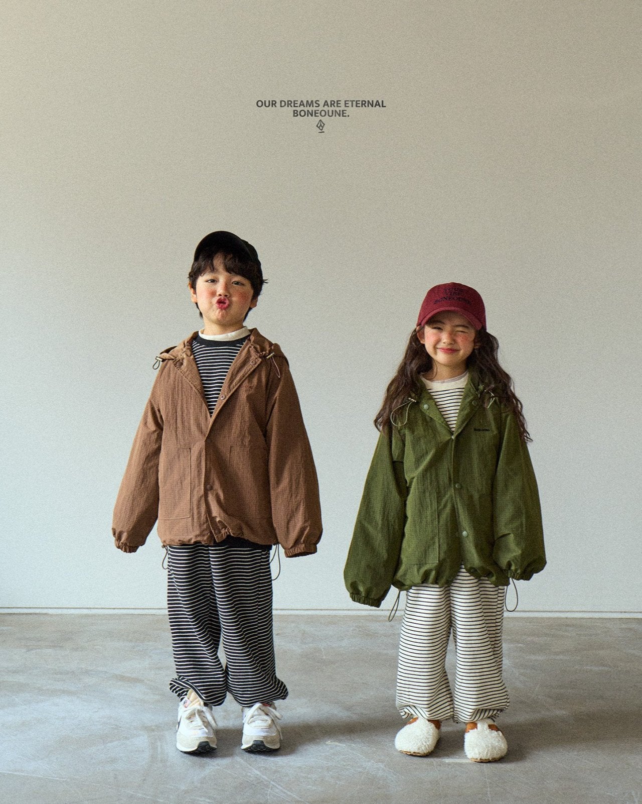 [BONEOUNE] Ribbed Hooded Windbreaker_3colors