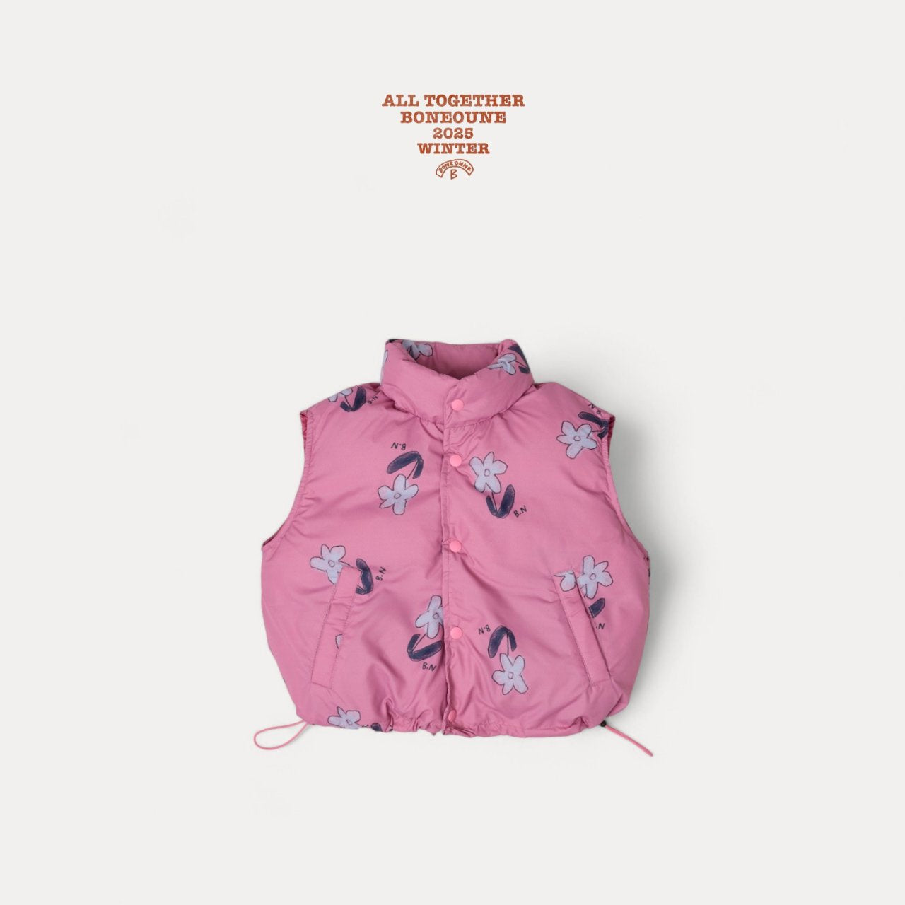 [BONEOUNE] Flower Down Vest_Pink