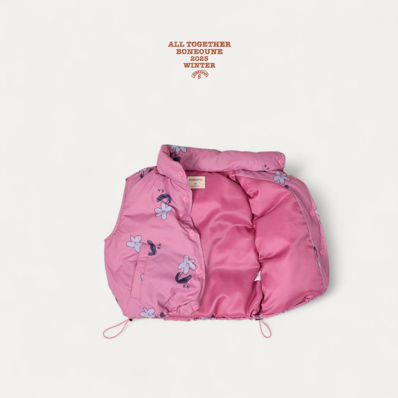 [BONEOUNE] Flower Down Vest_Pink