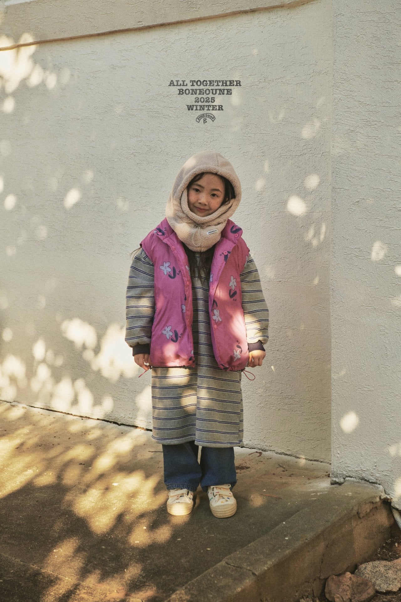 [BONEOUNE] Flower Down Vest_Pink