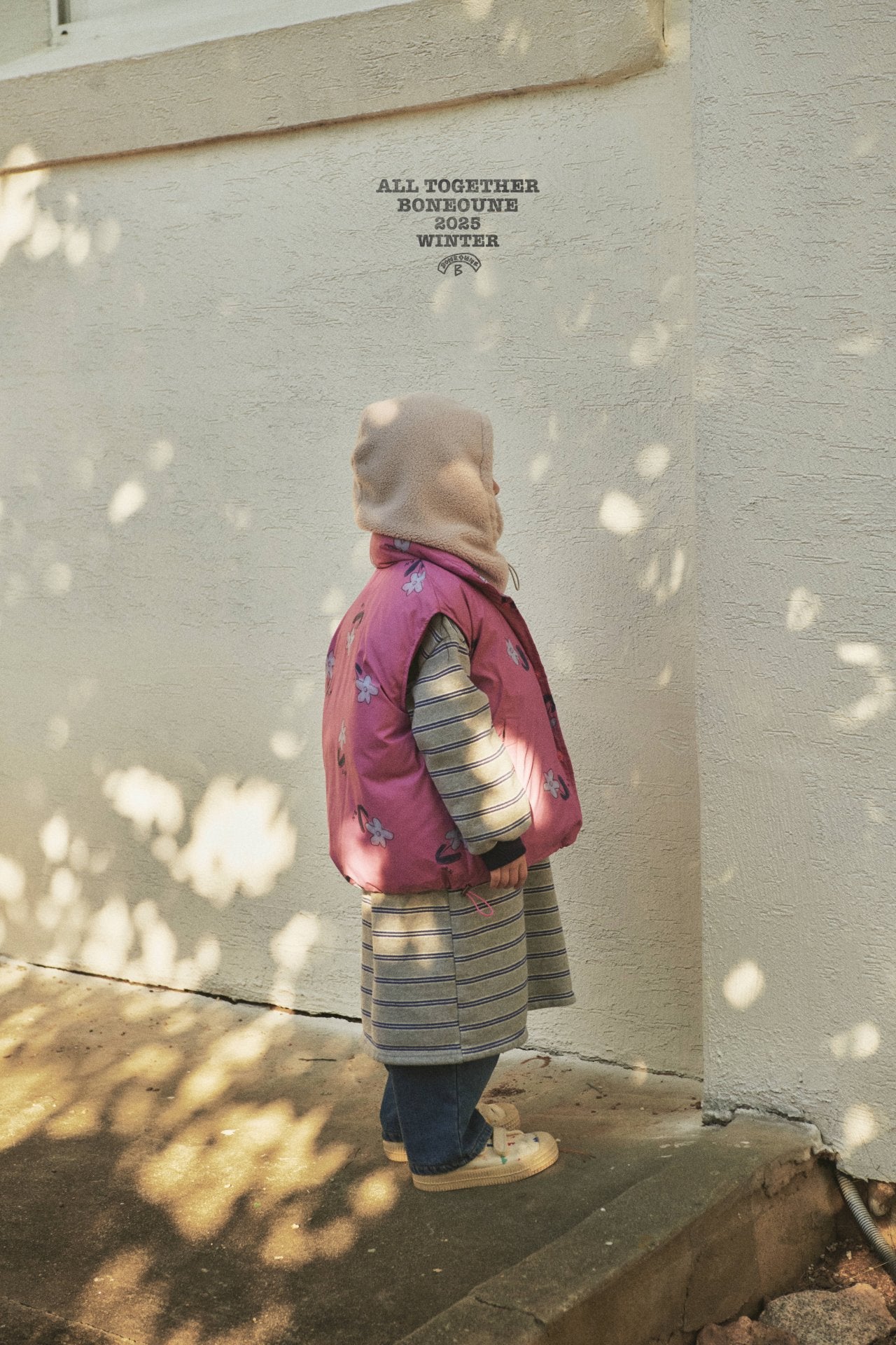 [BONEOUNE] Flower Down Vest_Pink