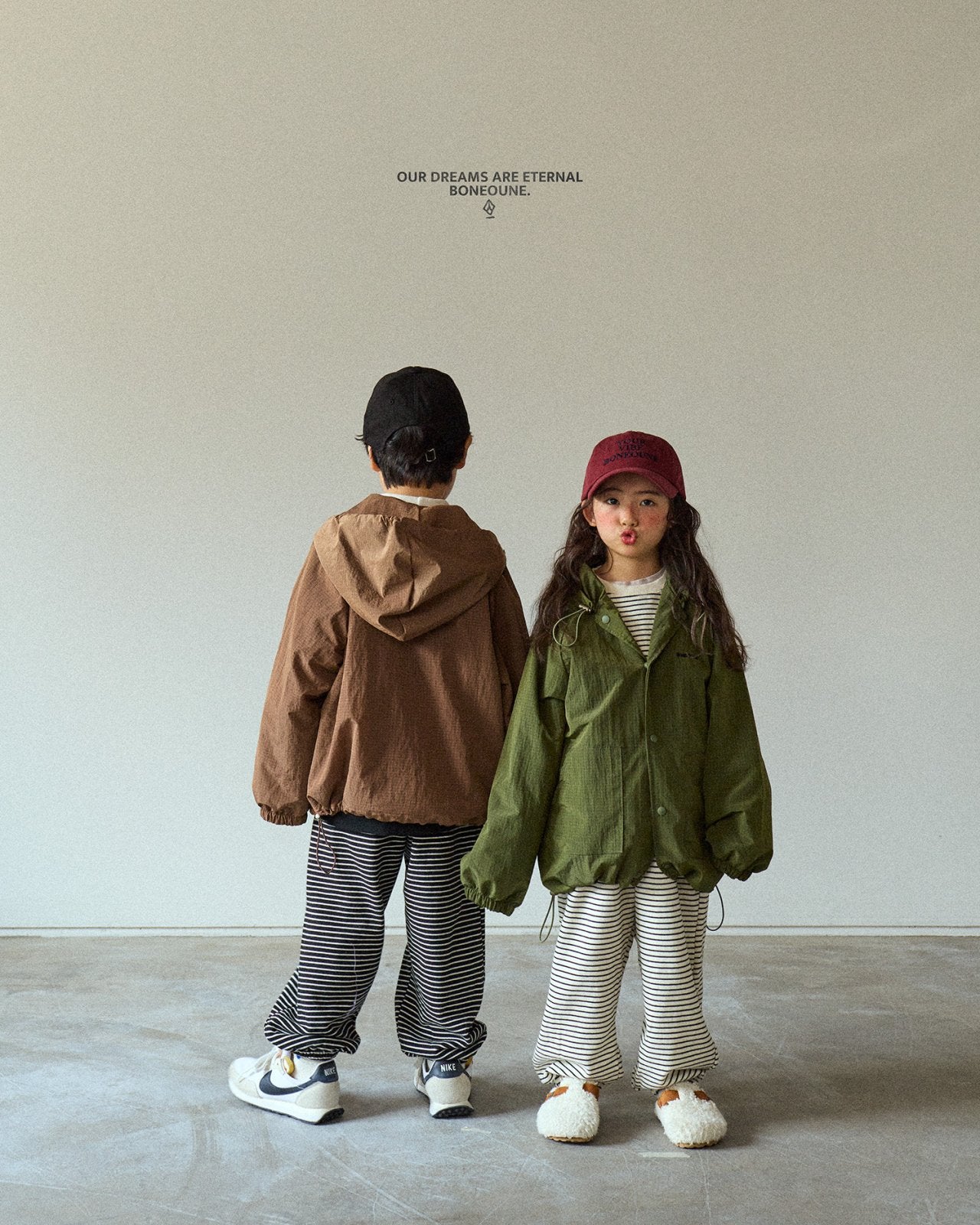 [BONEOUNE] Ribbed Hooded Windbreaker_3colors