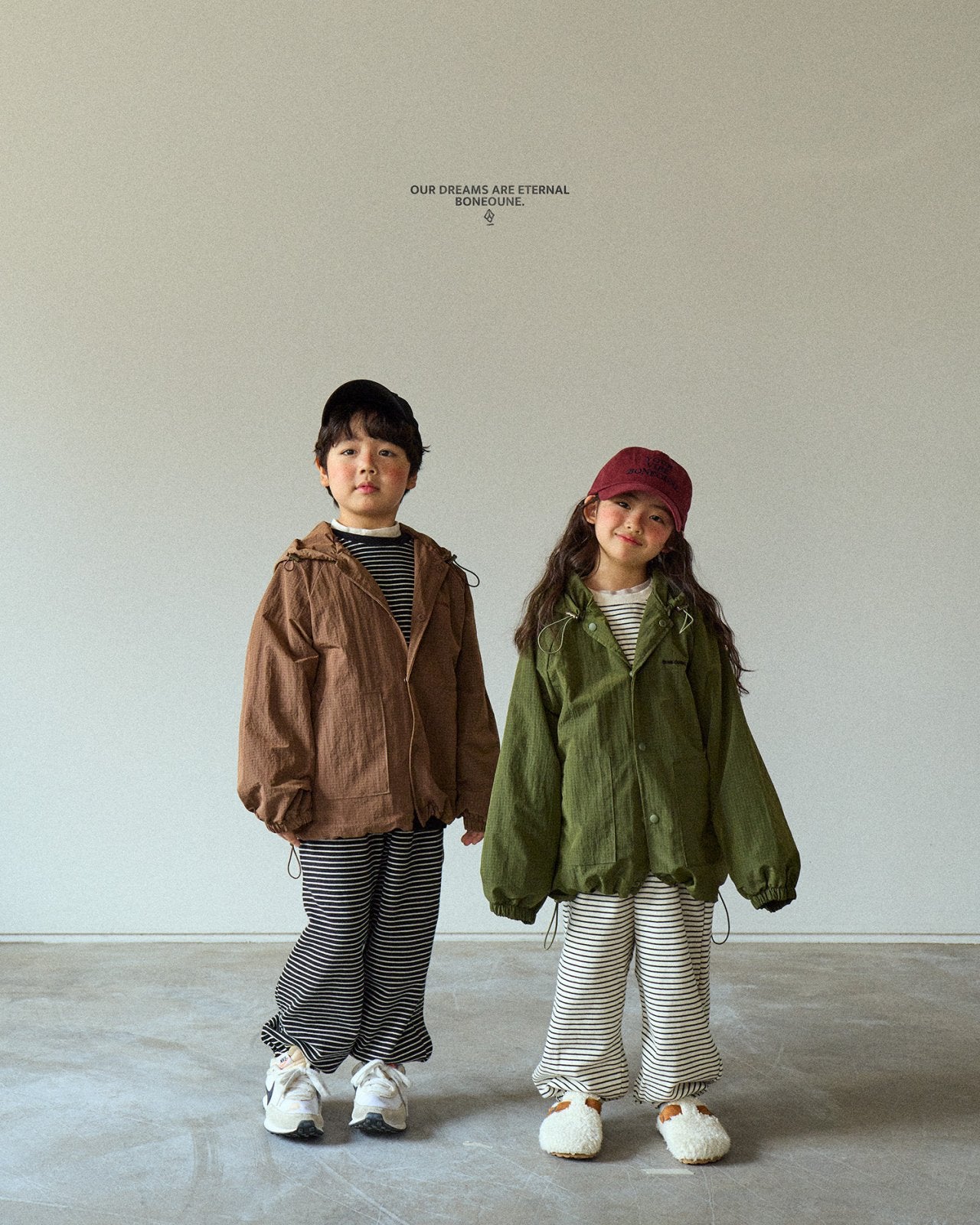 [BONEOUNE] Ribbed Hooded Windbreaker_3colors