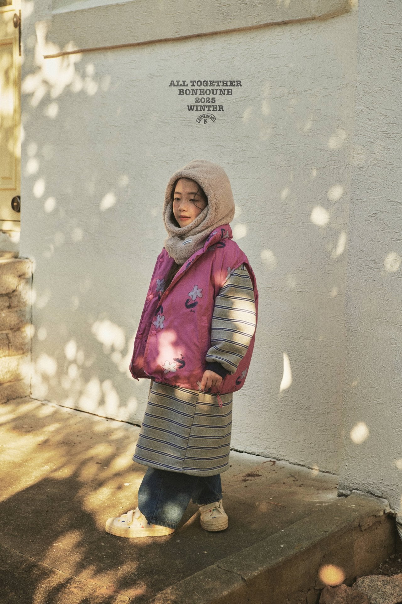 [BONEOUNE] Flower Down Vest_Pink