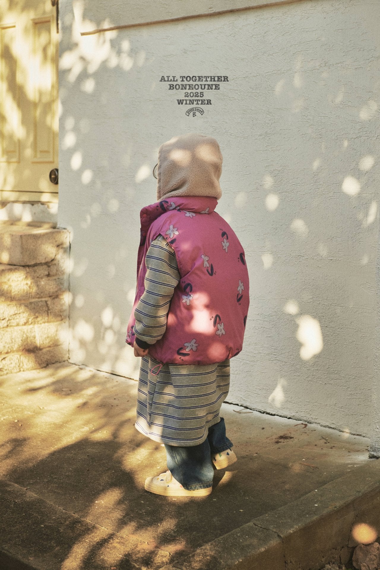 [BONEOUNE] Flower Down Vest_Pink