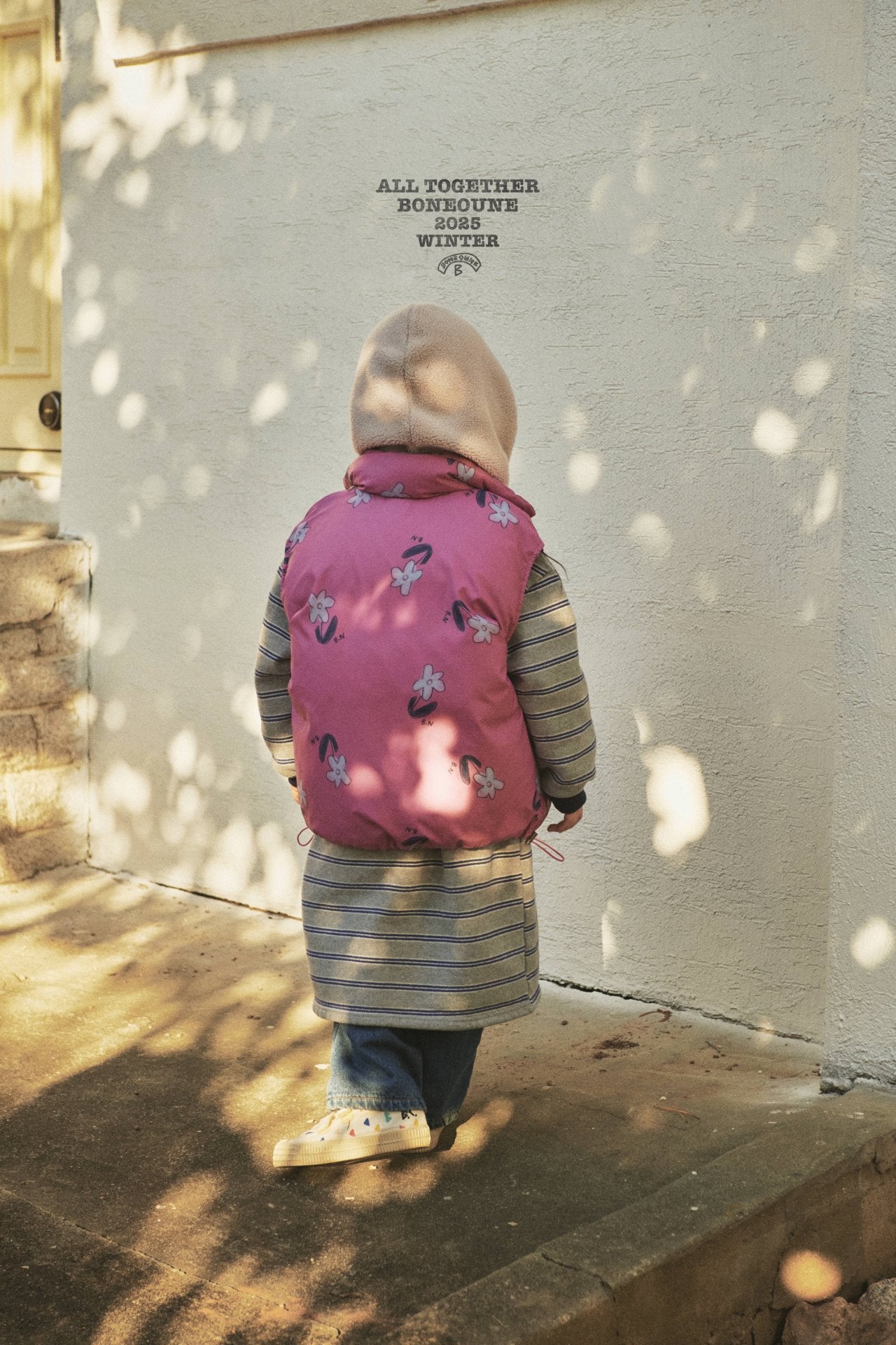 [BONEOUNE] Flower Down Vest_Pink