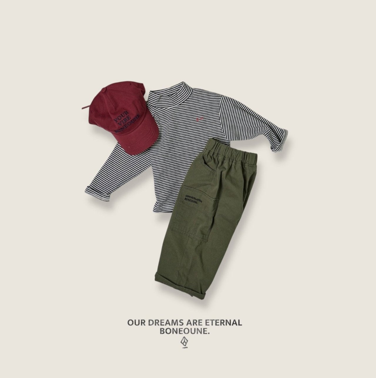[BONEOUNE] Striped Turtleneck T-shirt_2colors