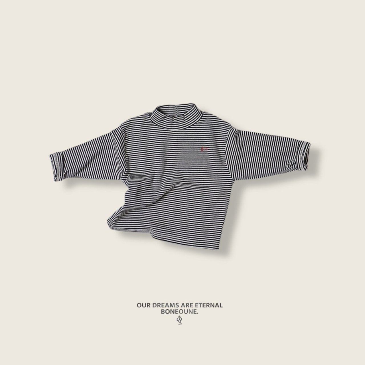 [BONEOUNE] Striped Turtleneck T-shirt_2colors