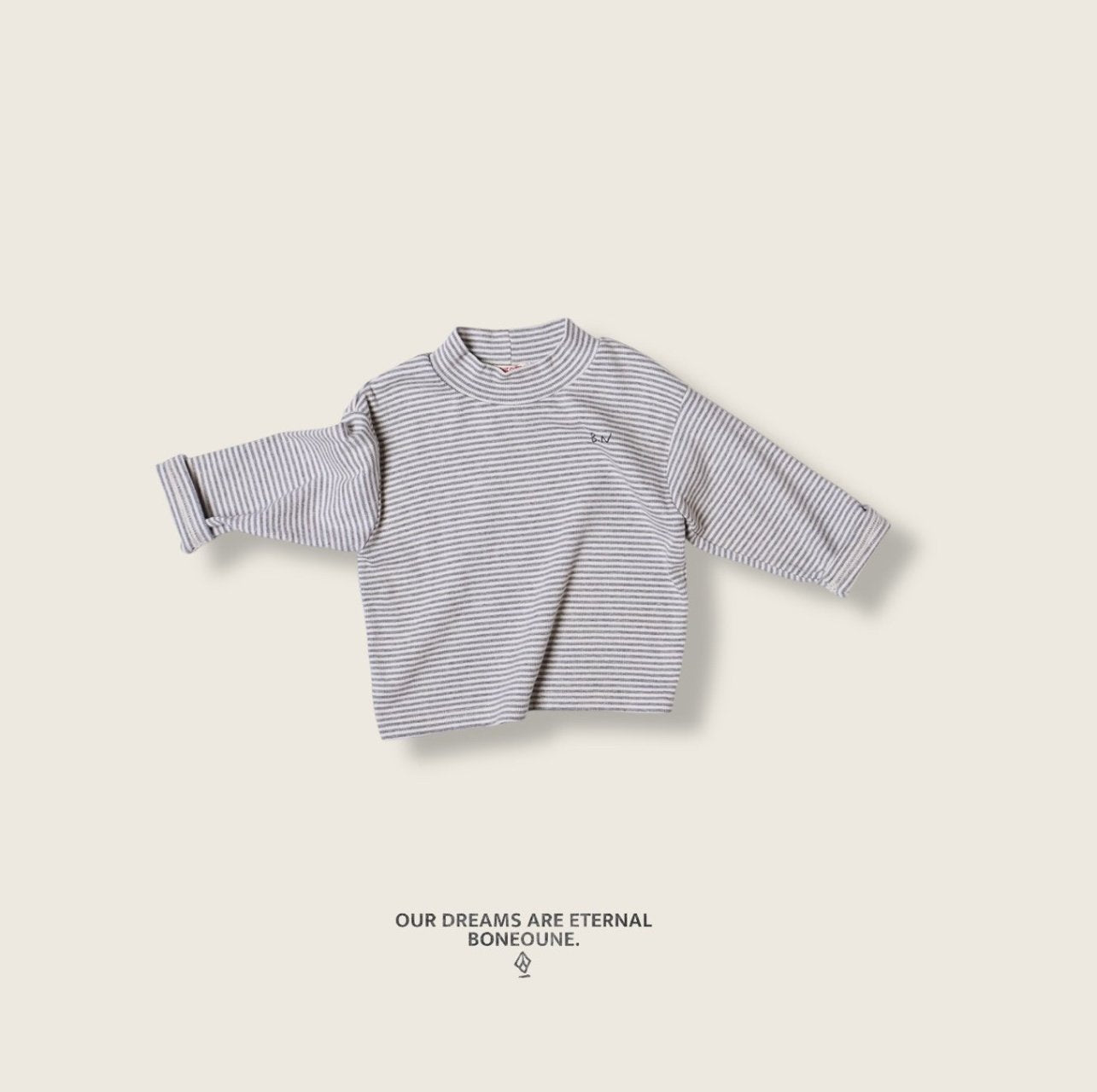 [BONEOUNE] Striped Turtleneck T-shirt_2colors