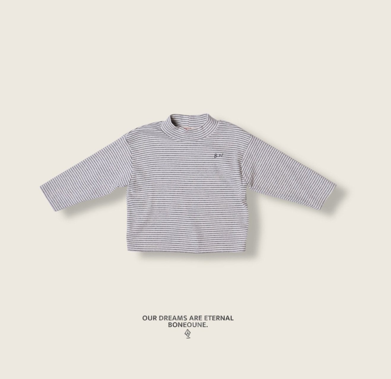 [BONEOUNE] Striped Turtleneck T-shirt_2colors