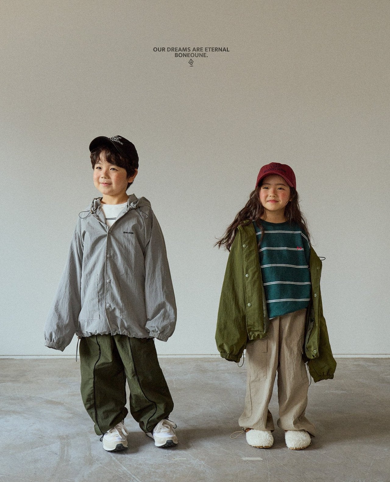 [BONEOUNE] Ribbed Hooded Windbreaker_3colors