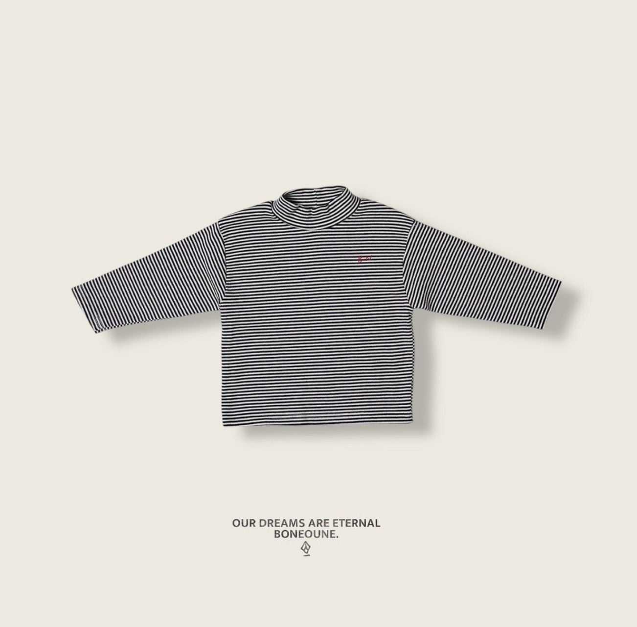 [BONEOUNE] Striped Turtleneck T-shirt_2colors