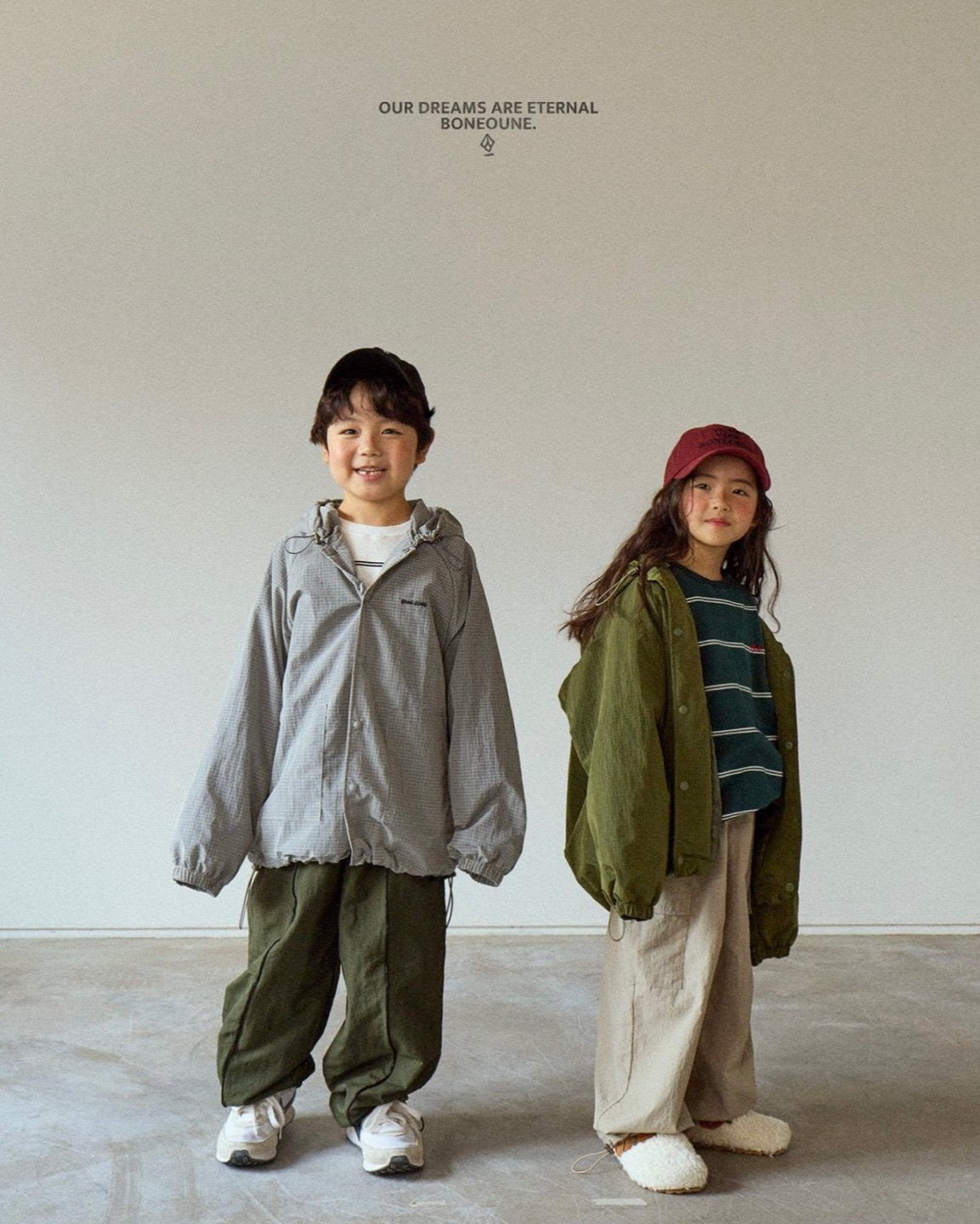 [BONEOUNE] Ribbed Hooded Windbreaker_3colors