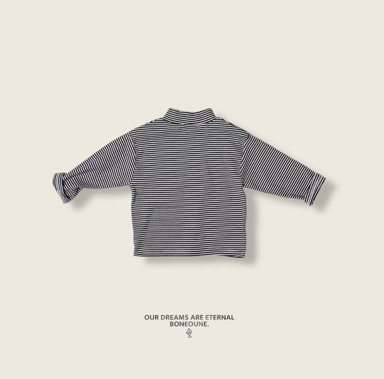 [BONEOUNE] Striped Turtleneck T-shirt_2colors