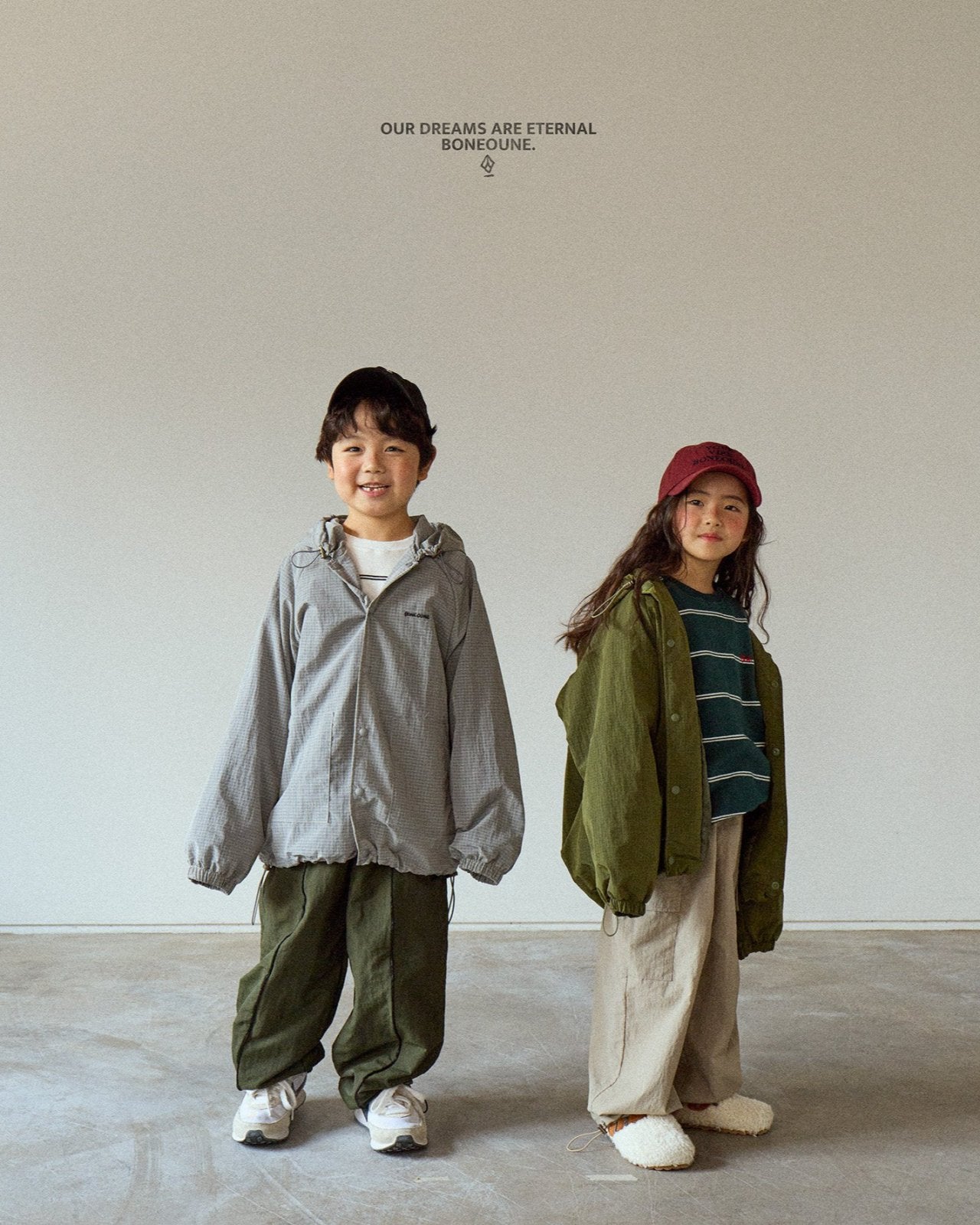 [BONEOUNE] Ribbed Hooded Windbreaker_3colors
