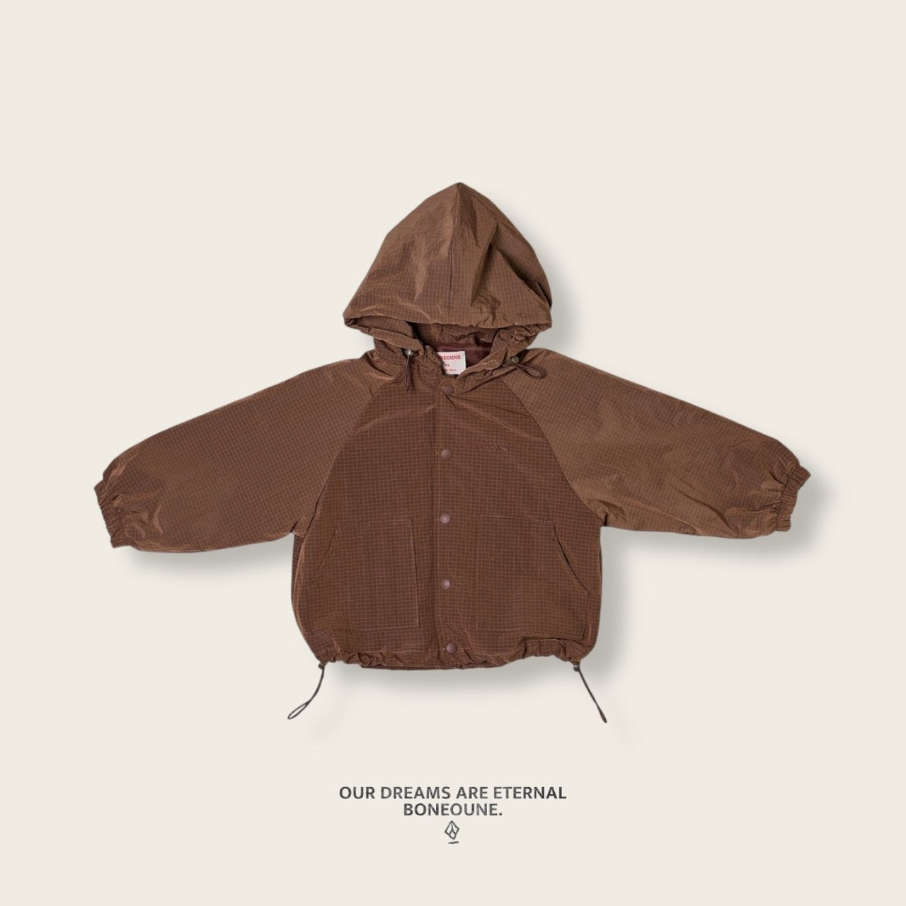 [BONEOUNE] Ribbed Hooded Windbreaker_3colors