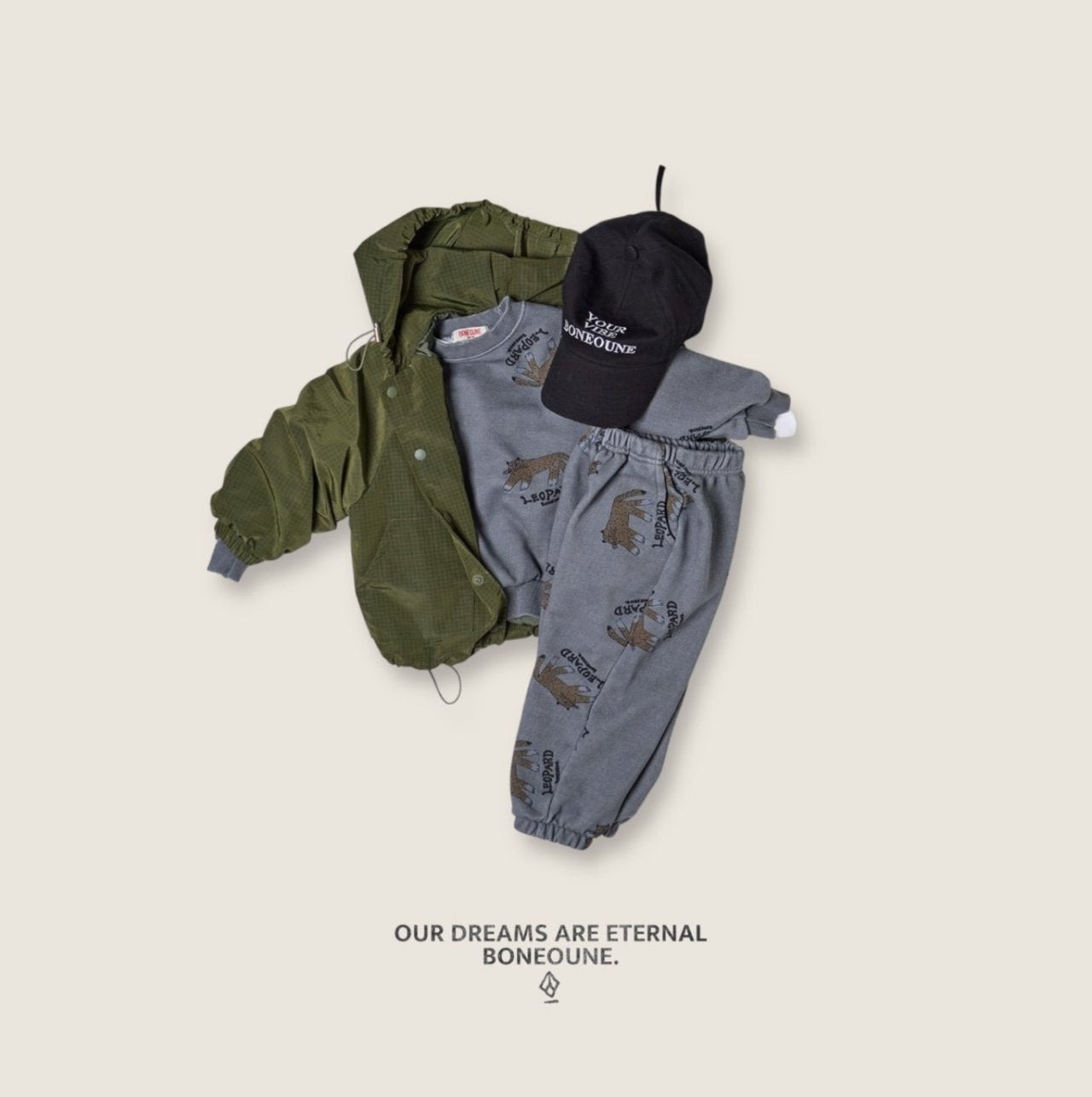[BONEOUNE] Ribbed Hooded Windbreaker_3colors