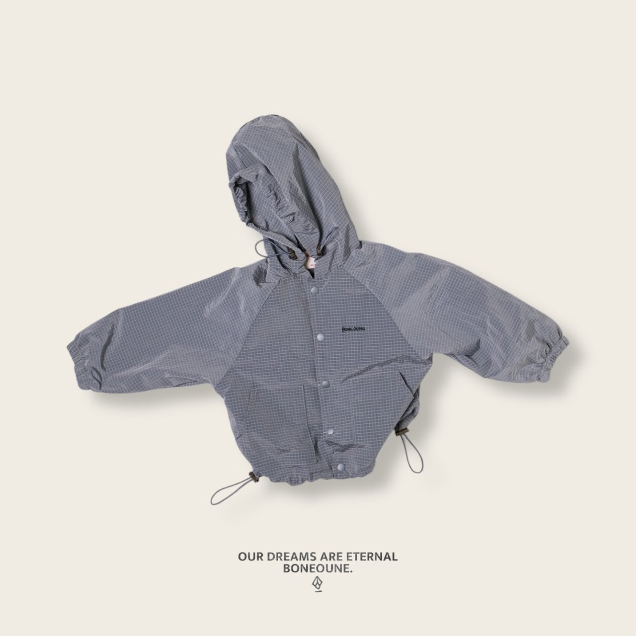 [BONEOUNE] Ribbed Hooded Windbreaker_3colors