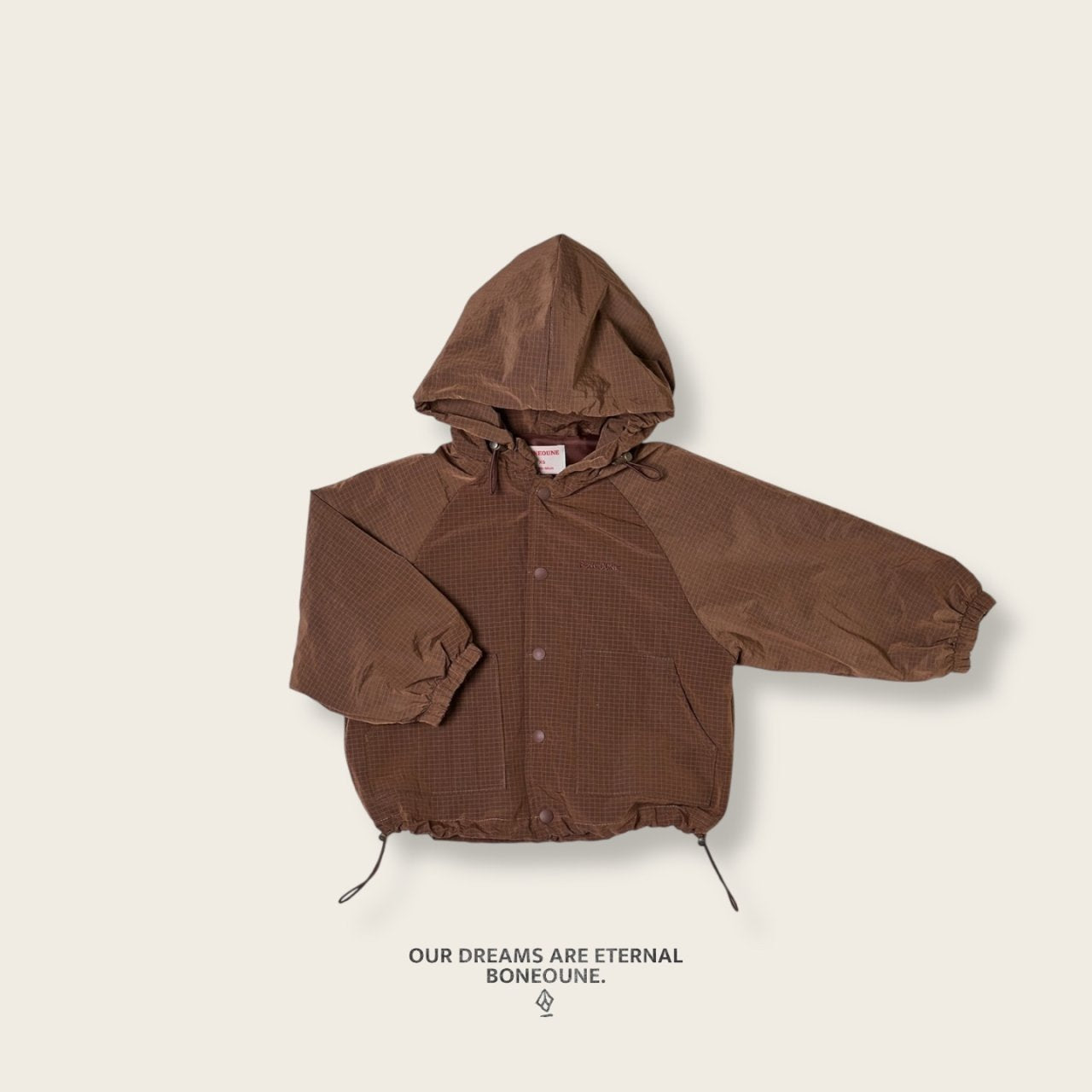 [BONEOUNE] Ribbed Hooded Windbreaker_3colors