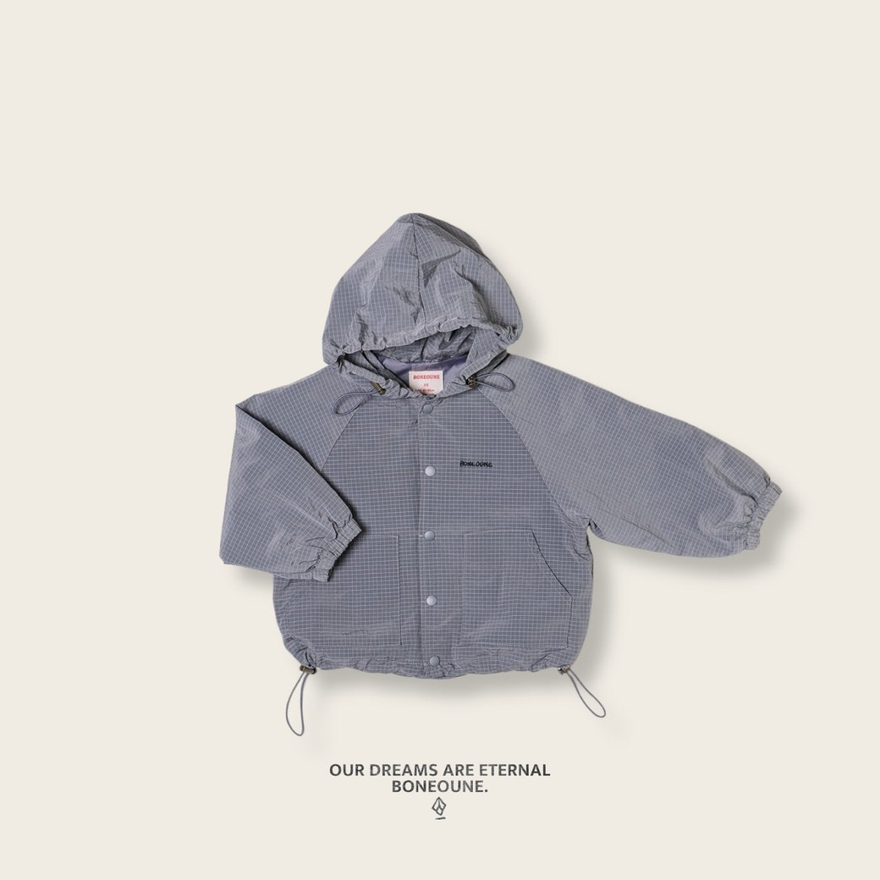 [BONEOUNE] Ribbed Hooded Windbreaker_3colors