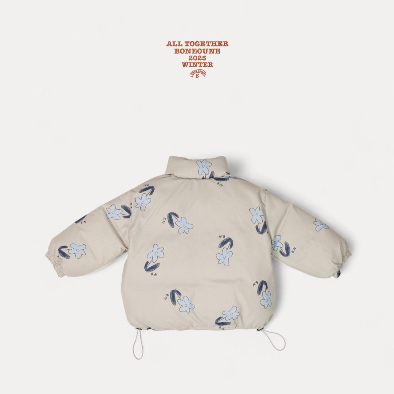 [BONEOUNE] Blue Flower Duck Down Jacket_Cream