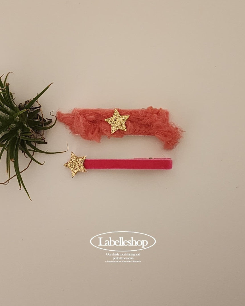 [La Belle] Pink Star Hairpin Set