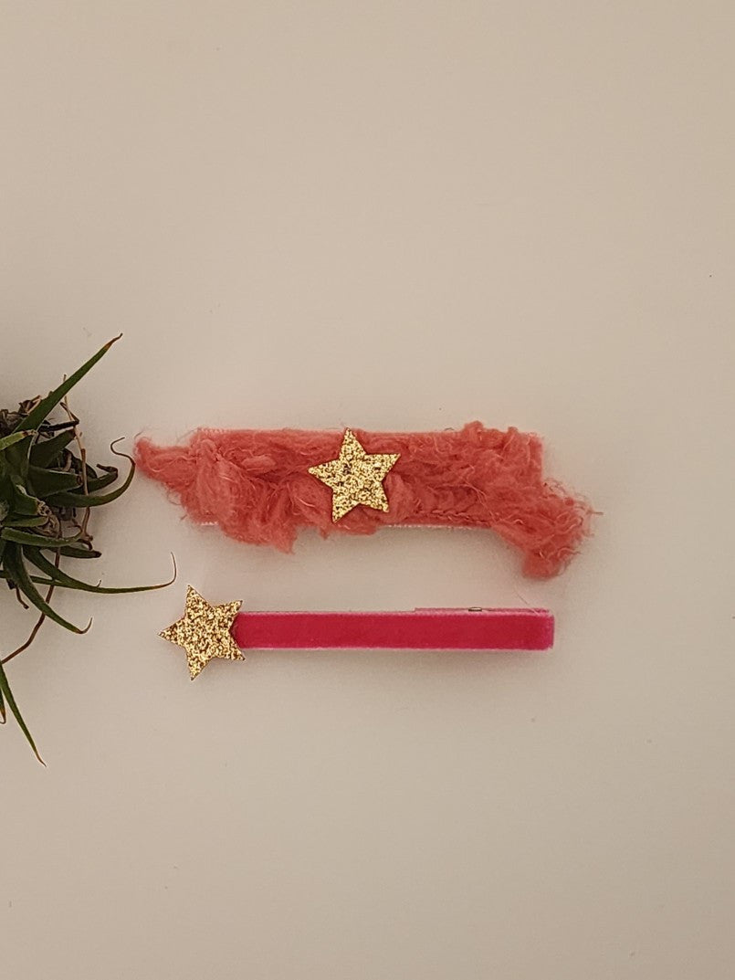 [La Belle] Pink Star Hairpin Set