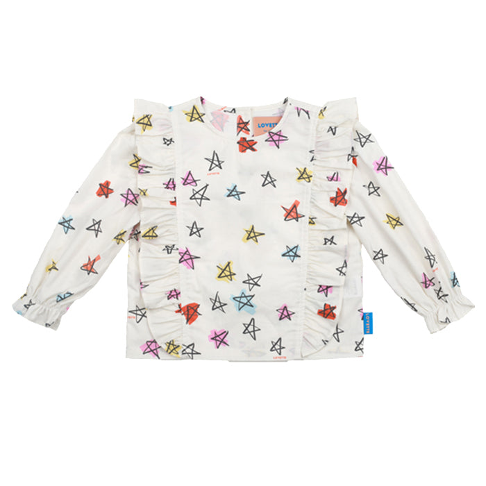 [LOVETTE]  Drawing Star Printed Blouse _Ivory