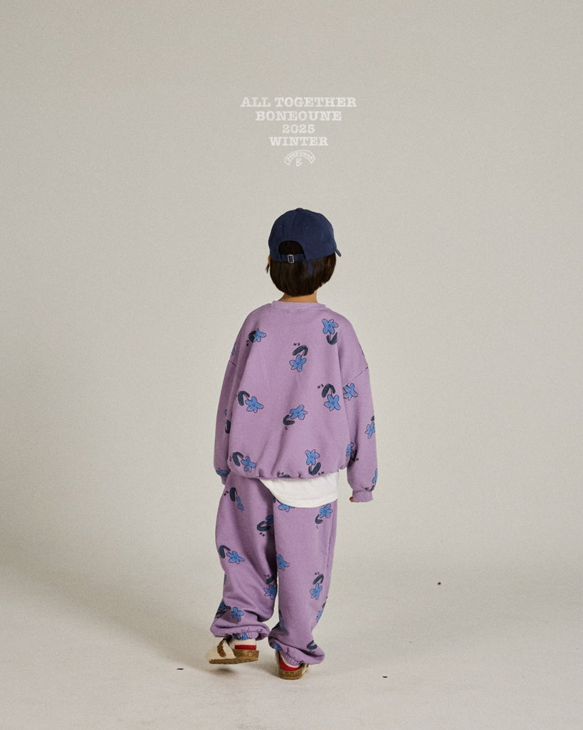 [BONEOUNE] Blue Flower Pig Jogger Pants_Purple